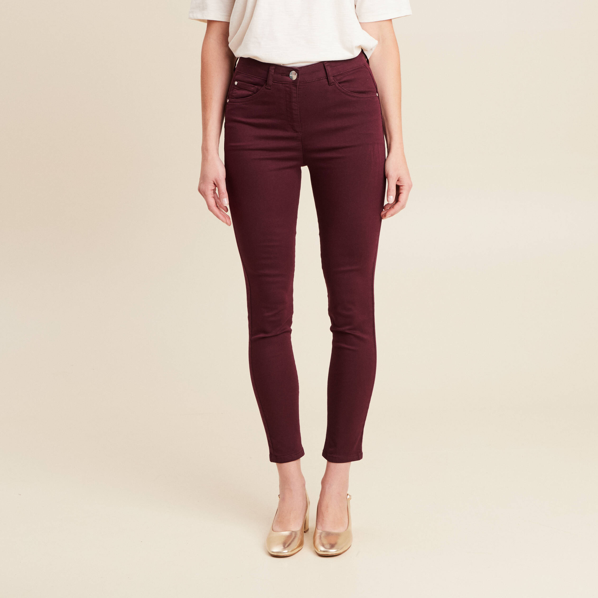 Pantalon magique Le L&eacute;ger coupe ajust&eacute;e bordeaux femme
