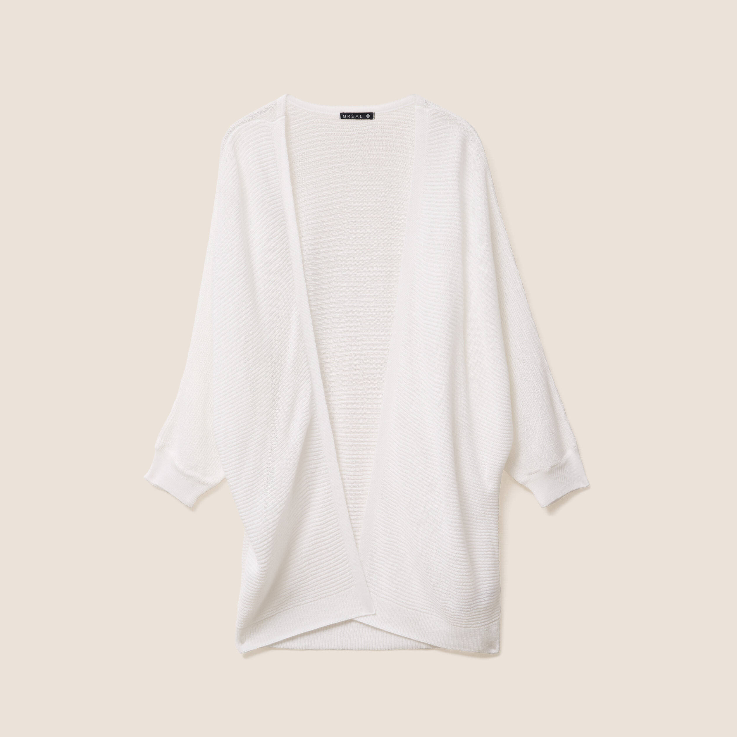 gilet droit mi long a pans manches 34 ecru femme Gilet droit mi-long à pans manches 3/4 ecru femme