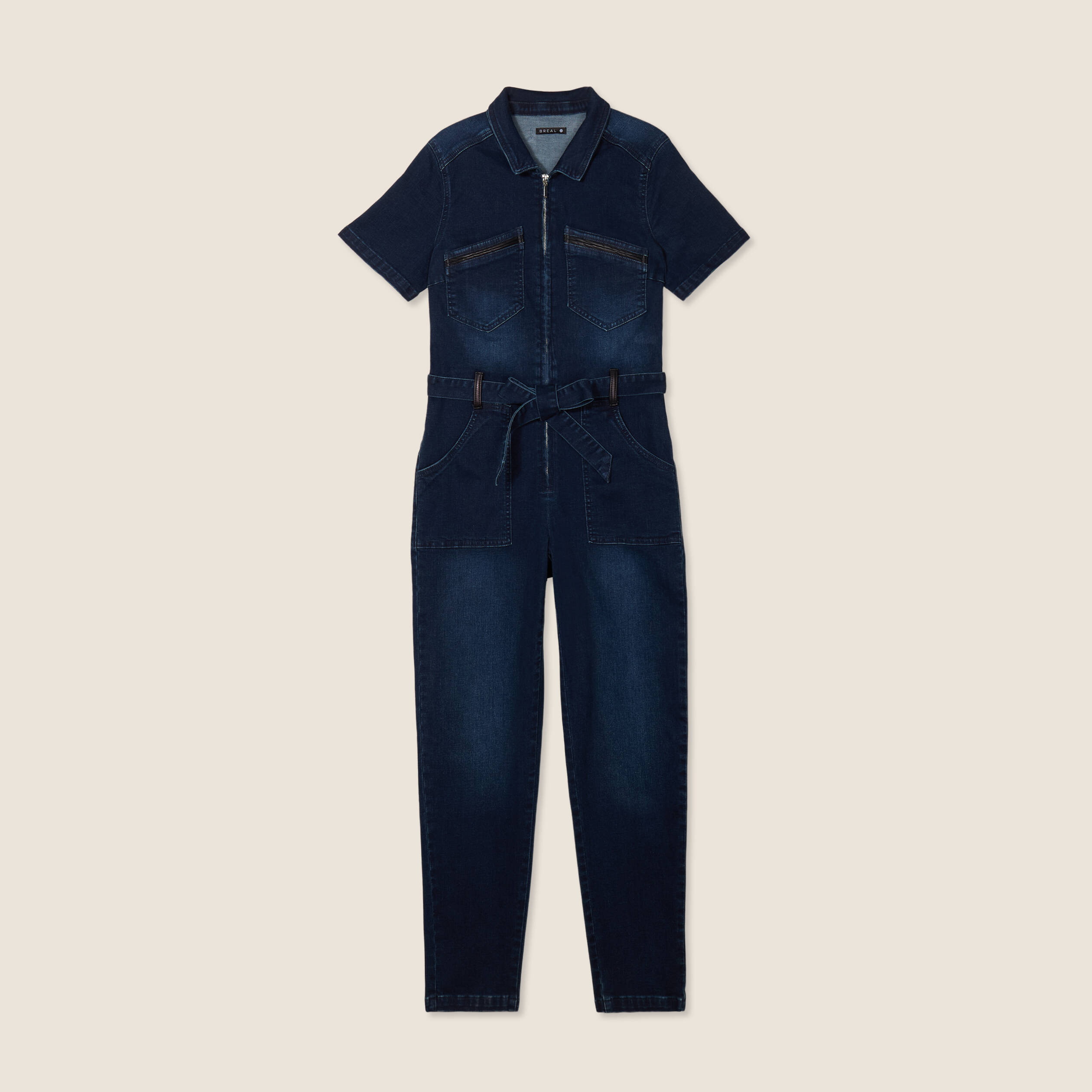 Combinaison pantalon en jean denim brut femme