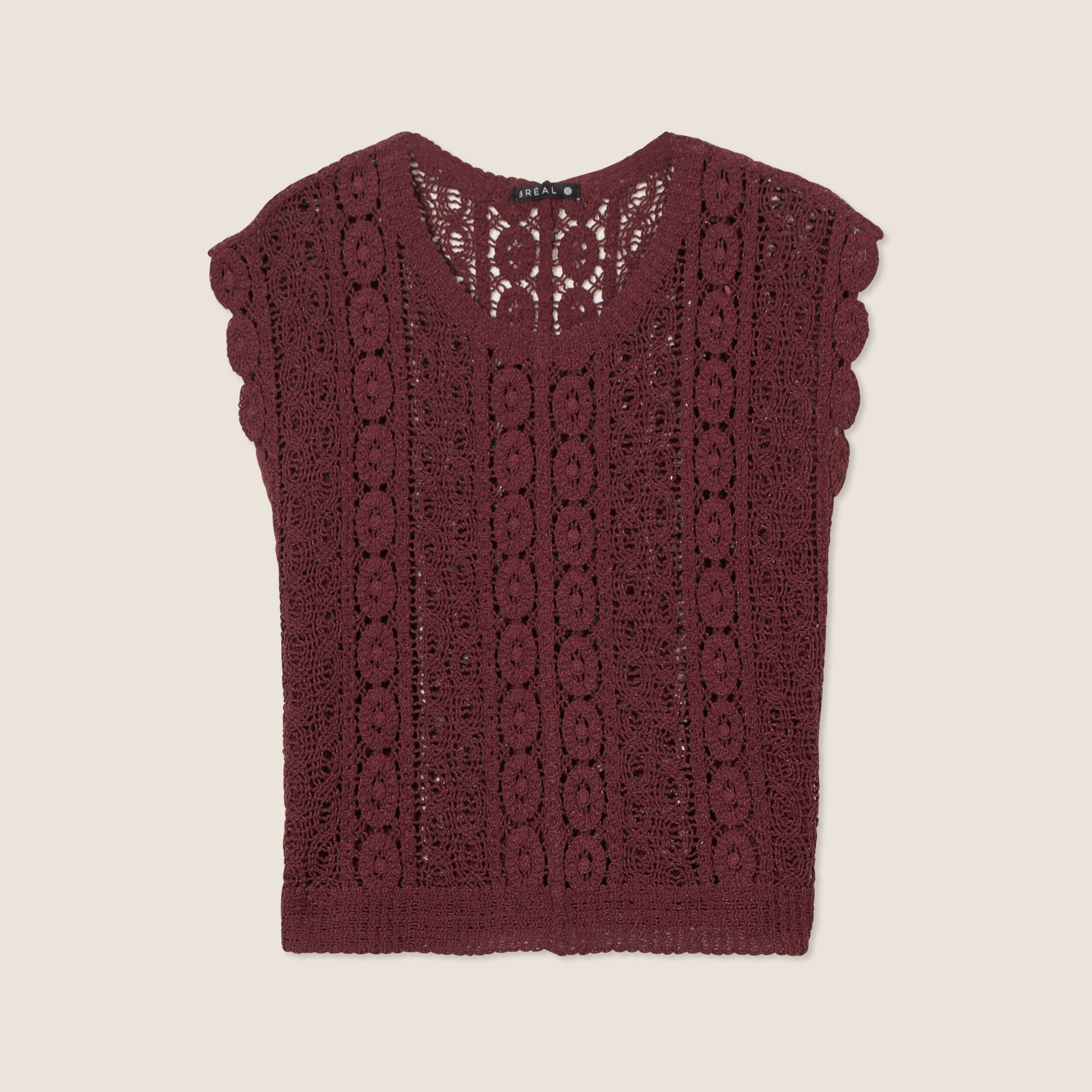 Débardeur macramé bordeaux femme
