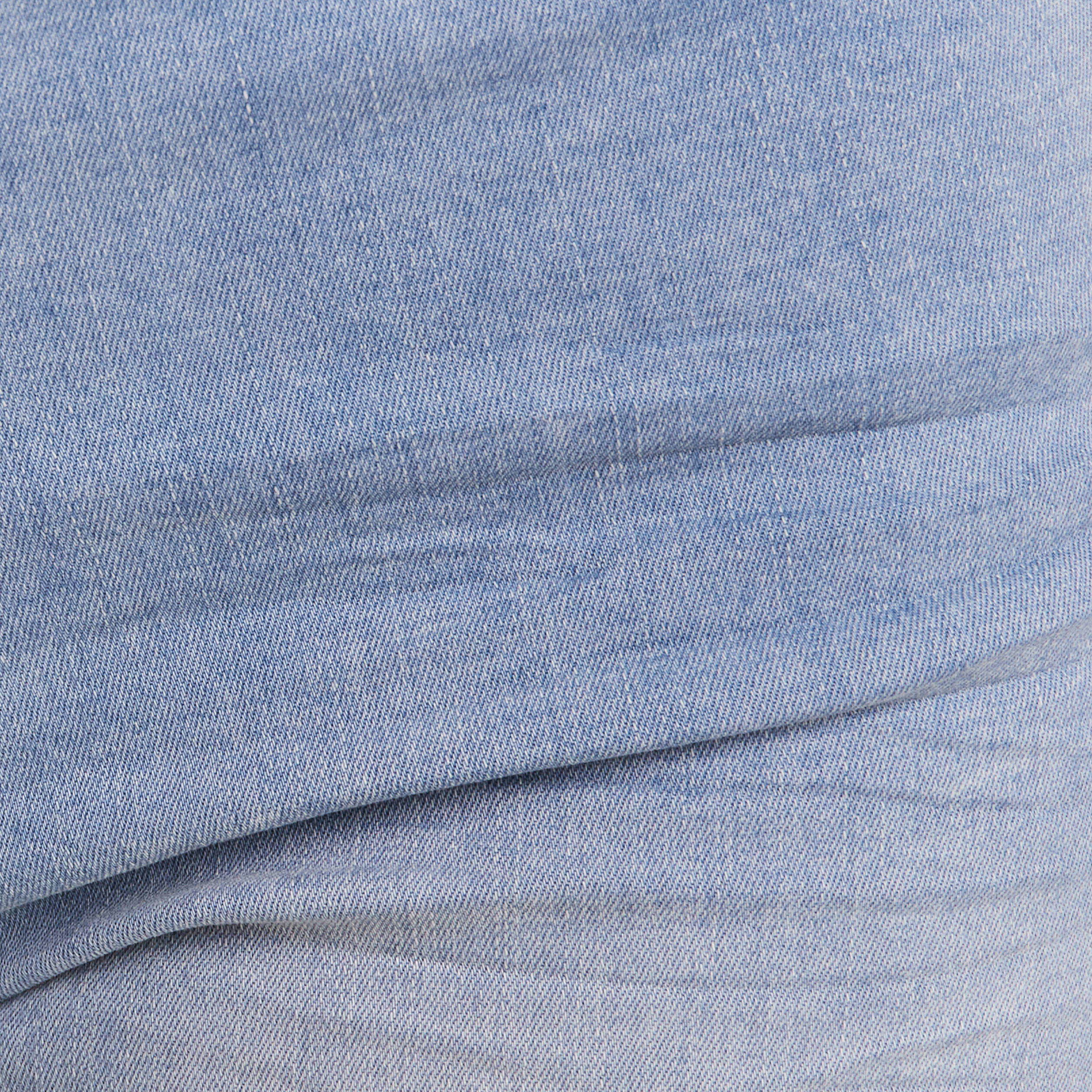 Short droit taille standard denim baby bleu femme