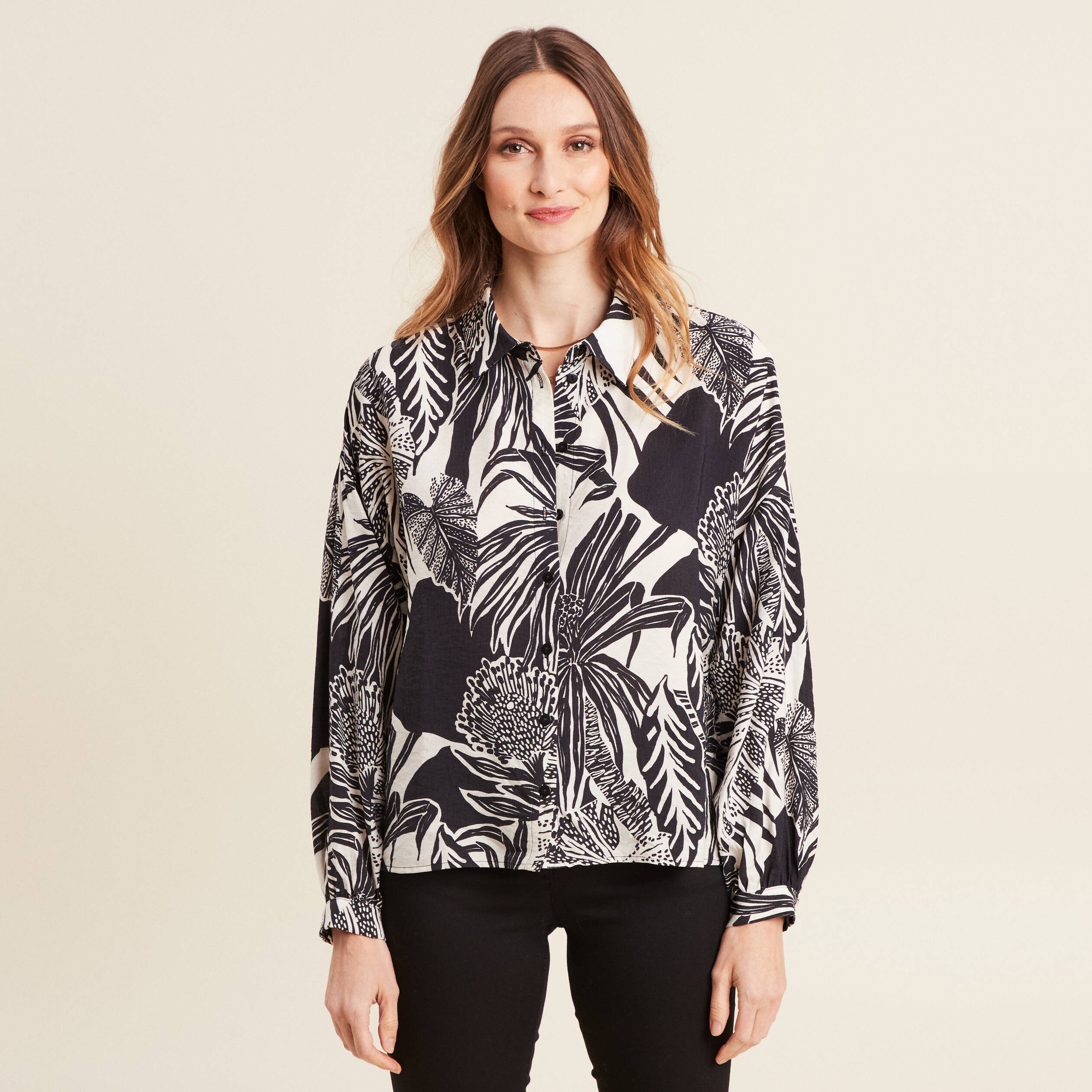 Chemise manches longues blanc femme