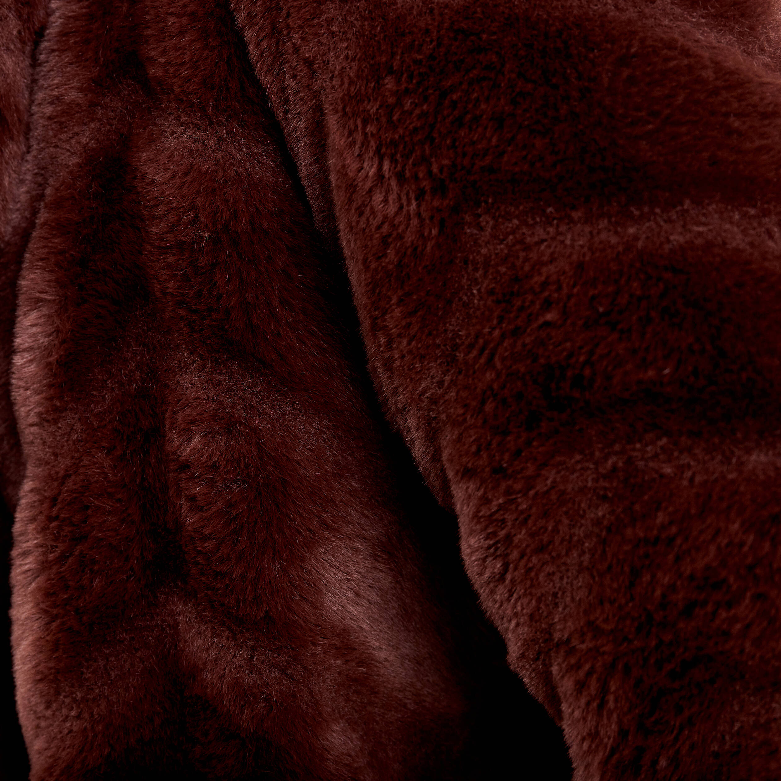 Manteau fausse fourrure réversible marron foncé femme