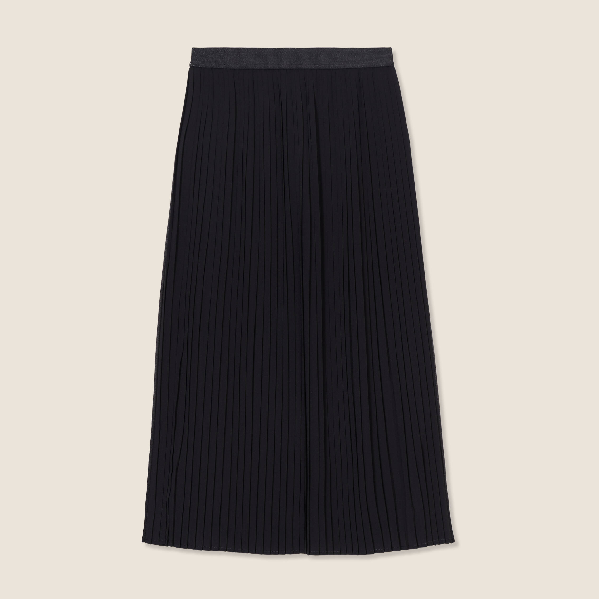 Jupe longue &eacute;vas&eacute;e pliss&eacute;e noir femme