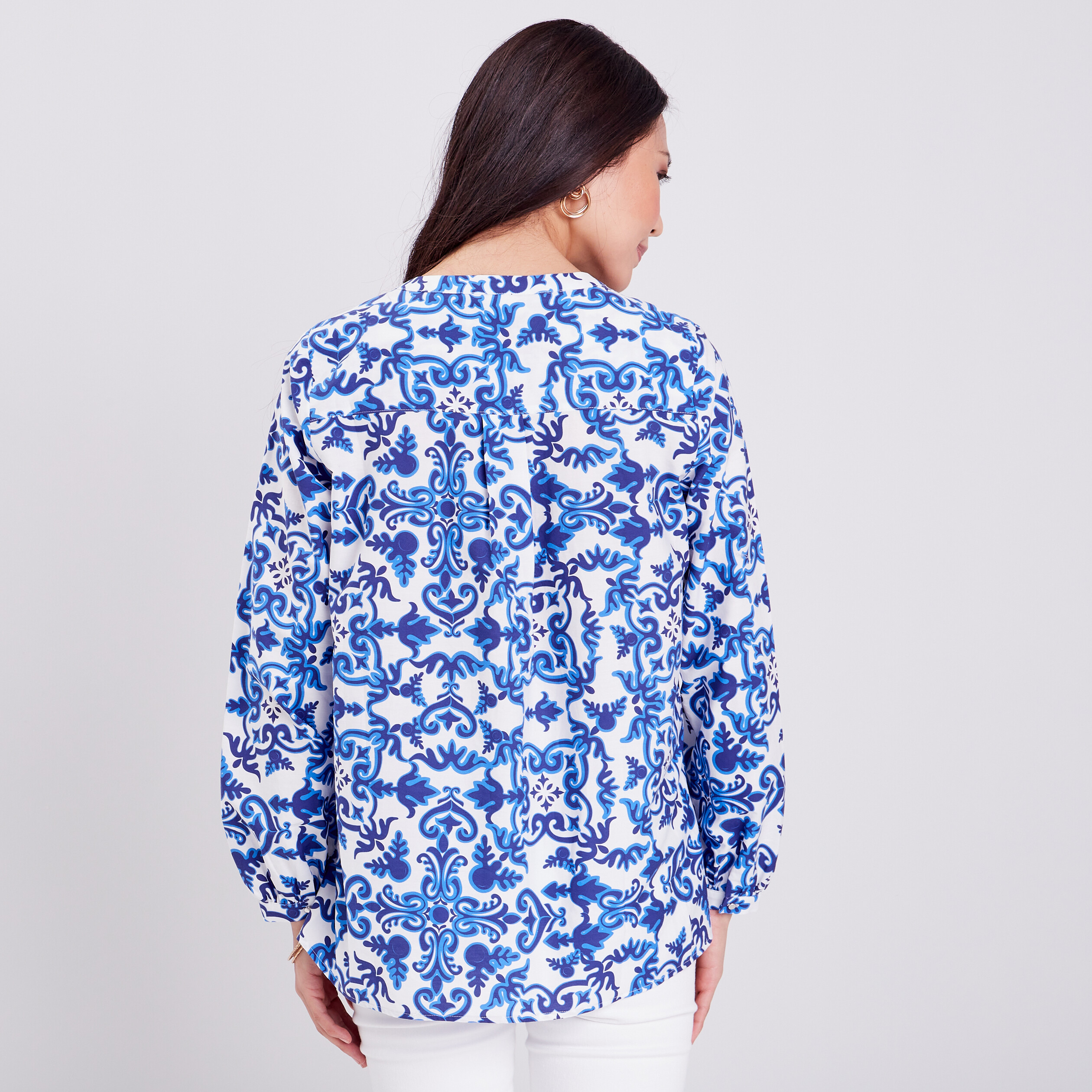 Blouse manches longues bleu femme