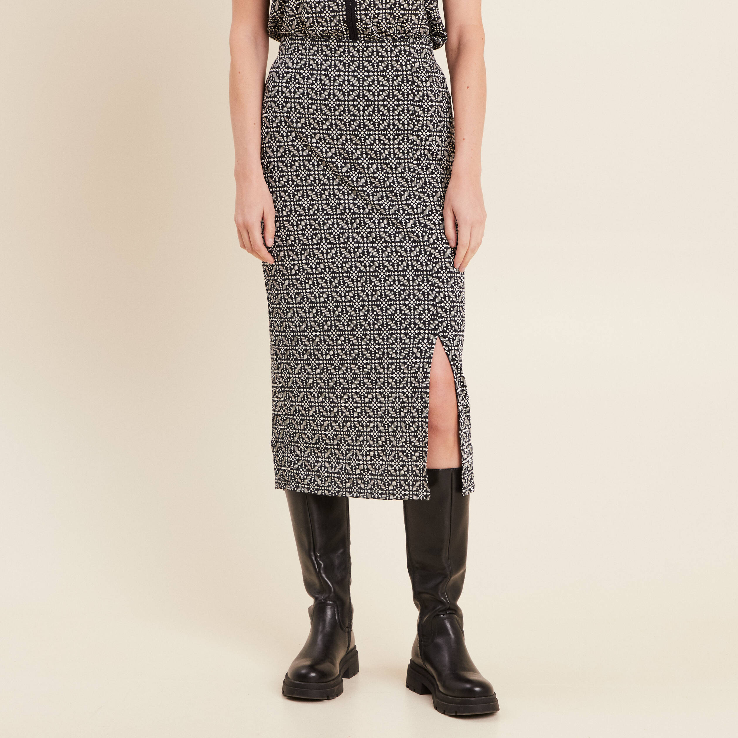 Jupe longue droite noir femme