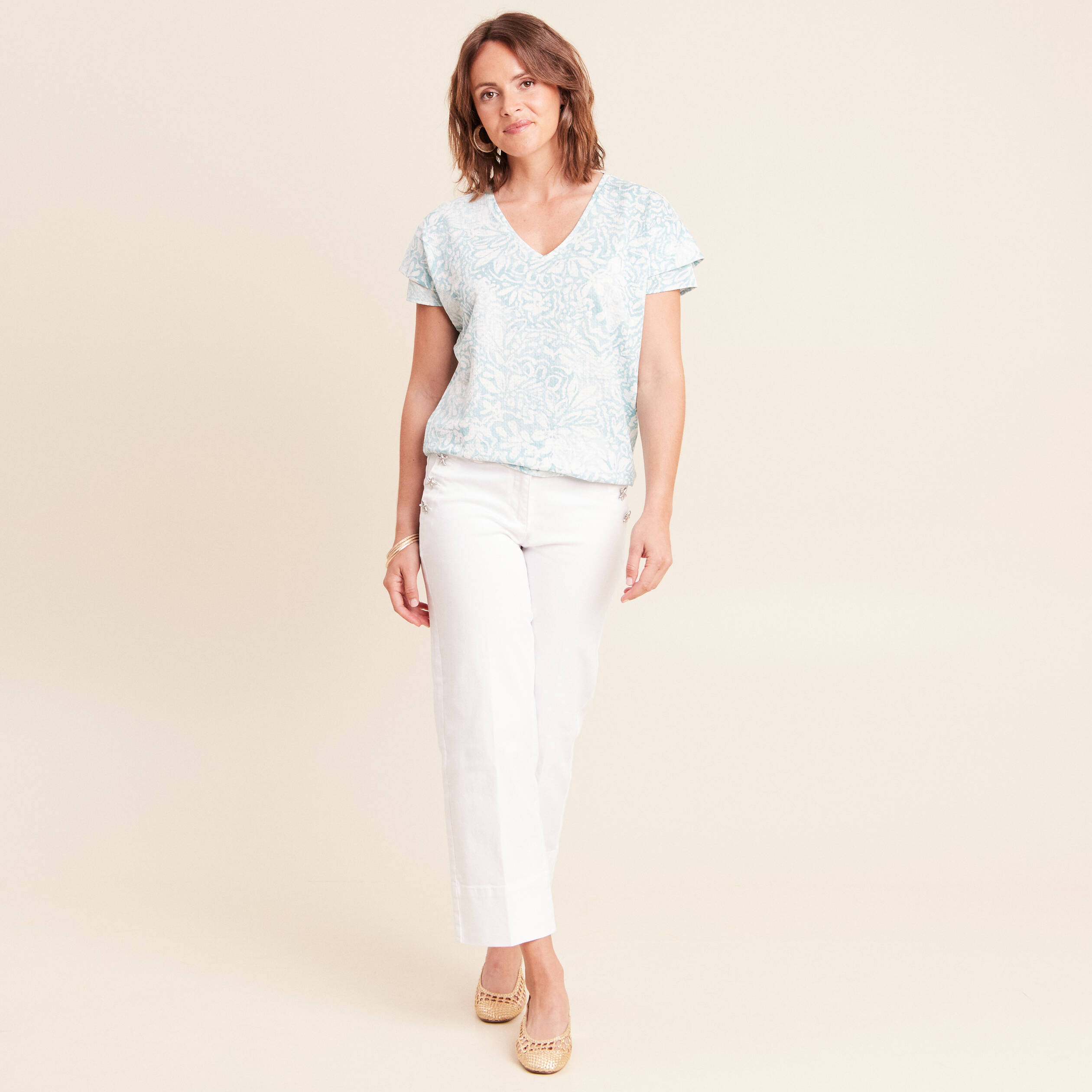 T-shirt manches courtes vert pastel femme