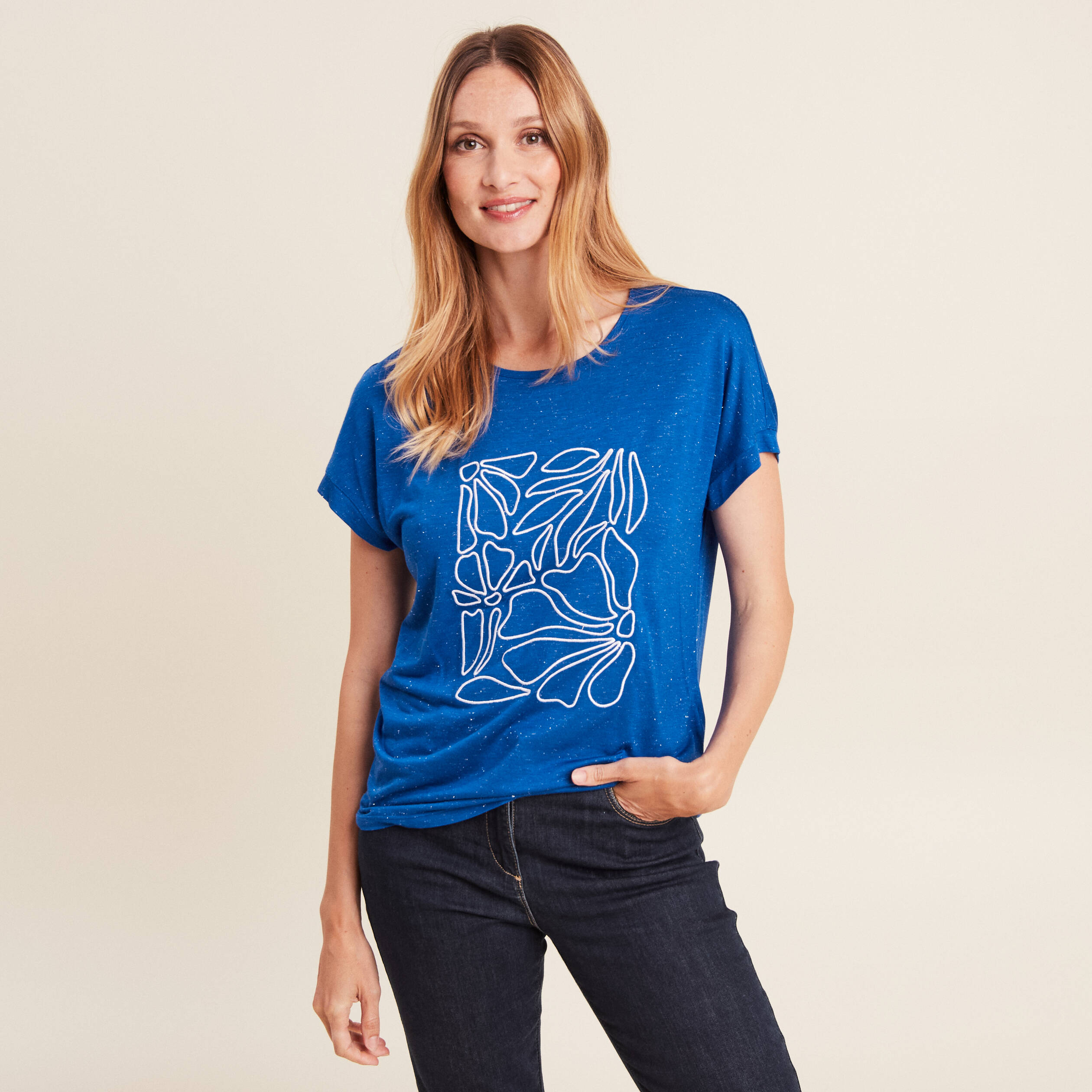 T-shirt manches courtes bleu electrique femme