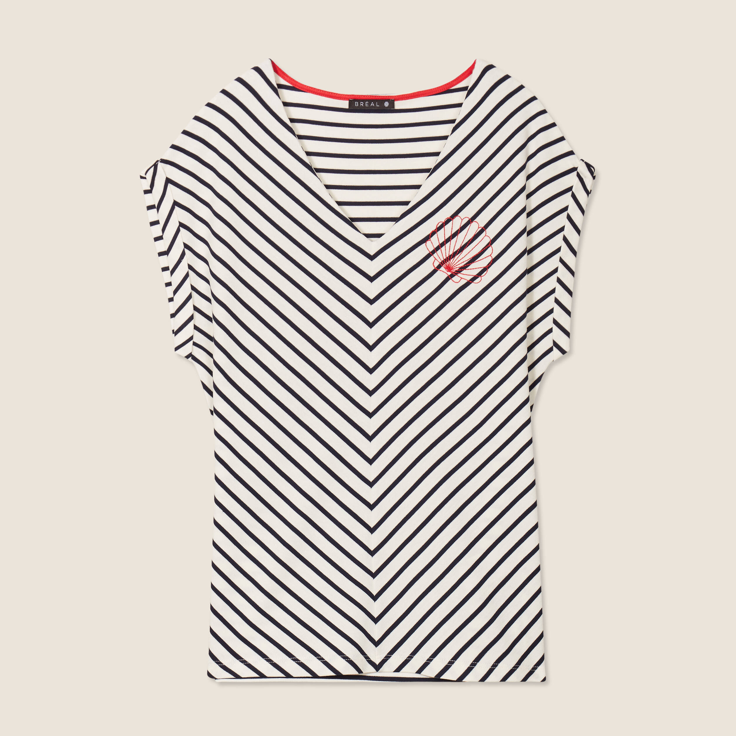 T-shirt manches courtes brodé blanc femme