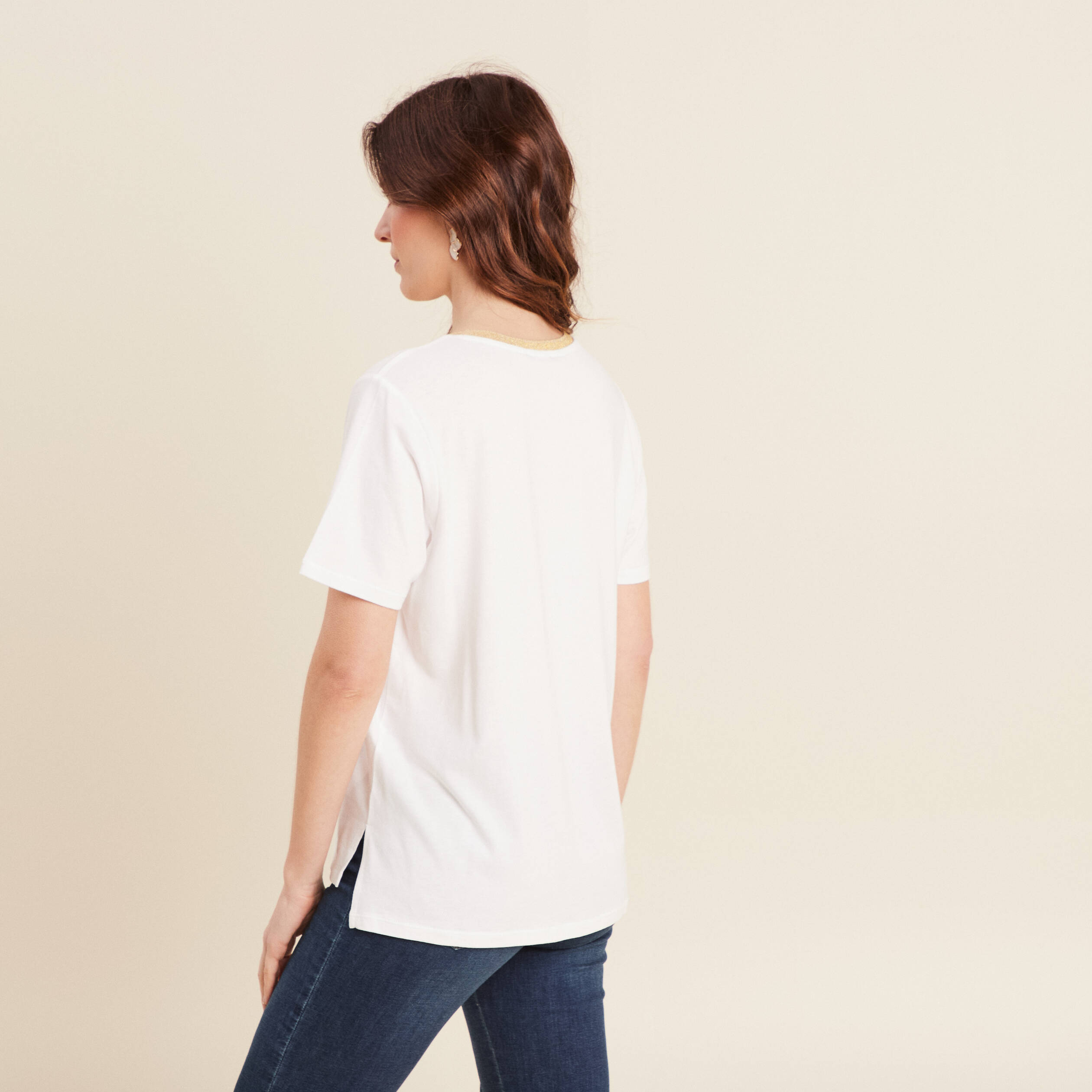 T-shirt manches courtes blanc femme