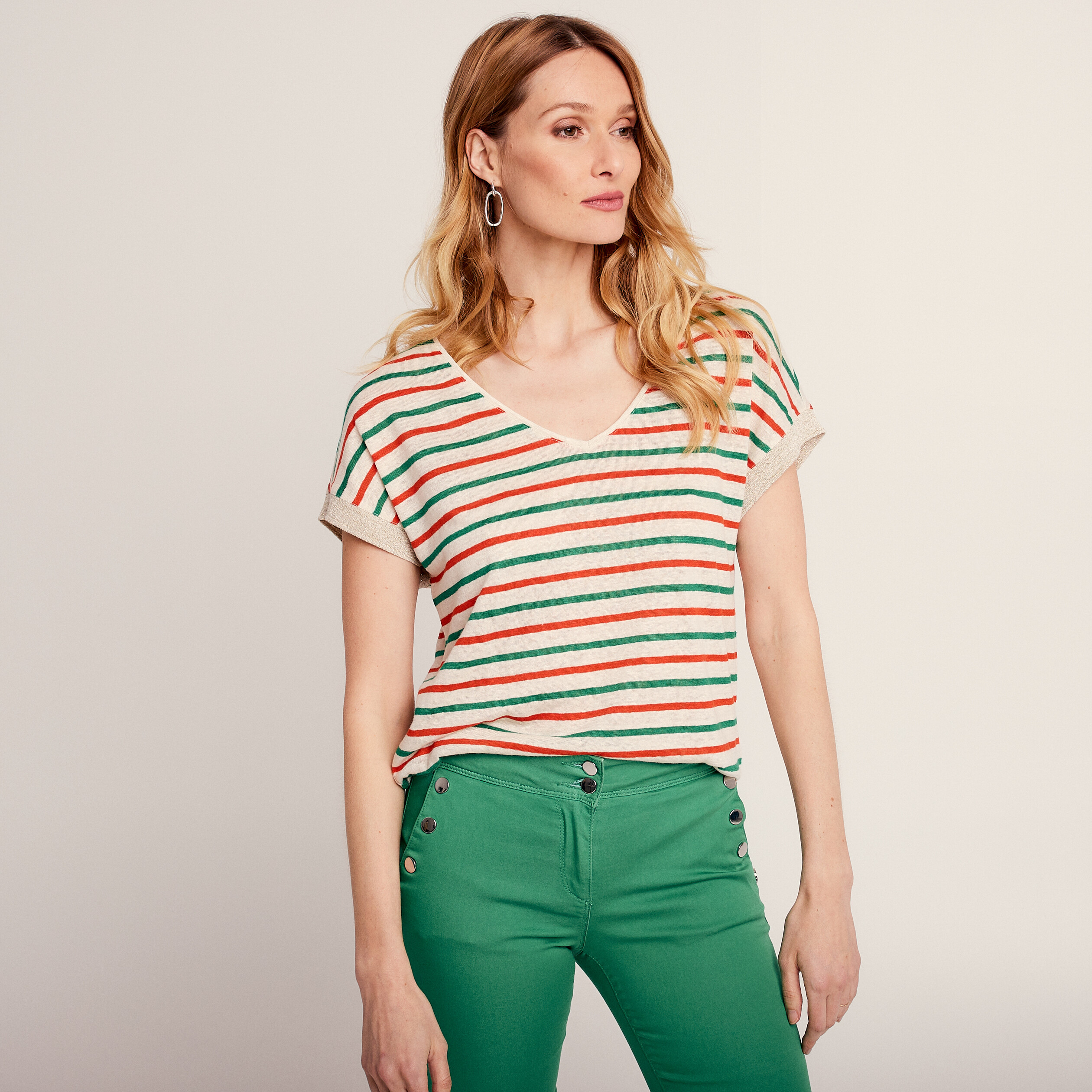 T-shirt manches courtes ecru femme