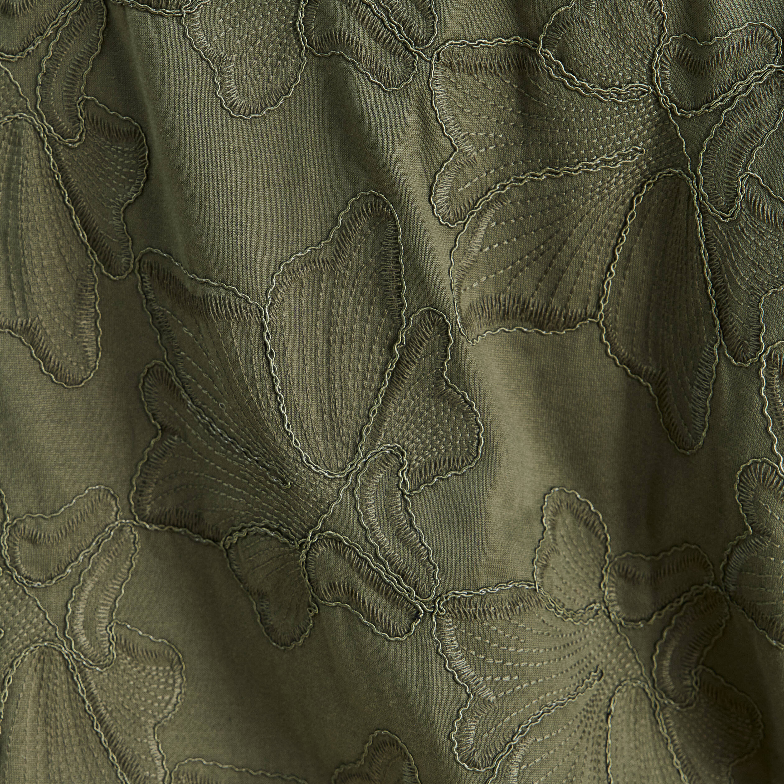 Blouse col rond manches 3/4 bas resserr&eacute; vert kaki femme