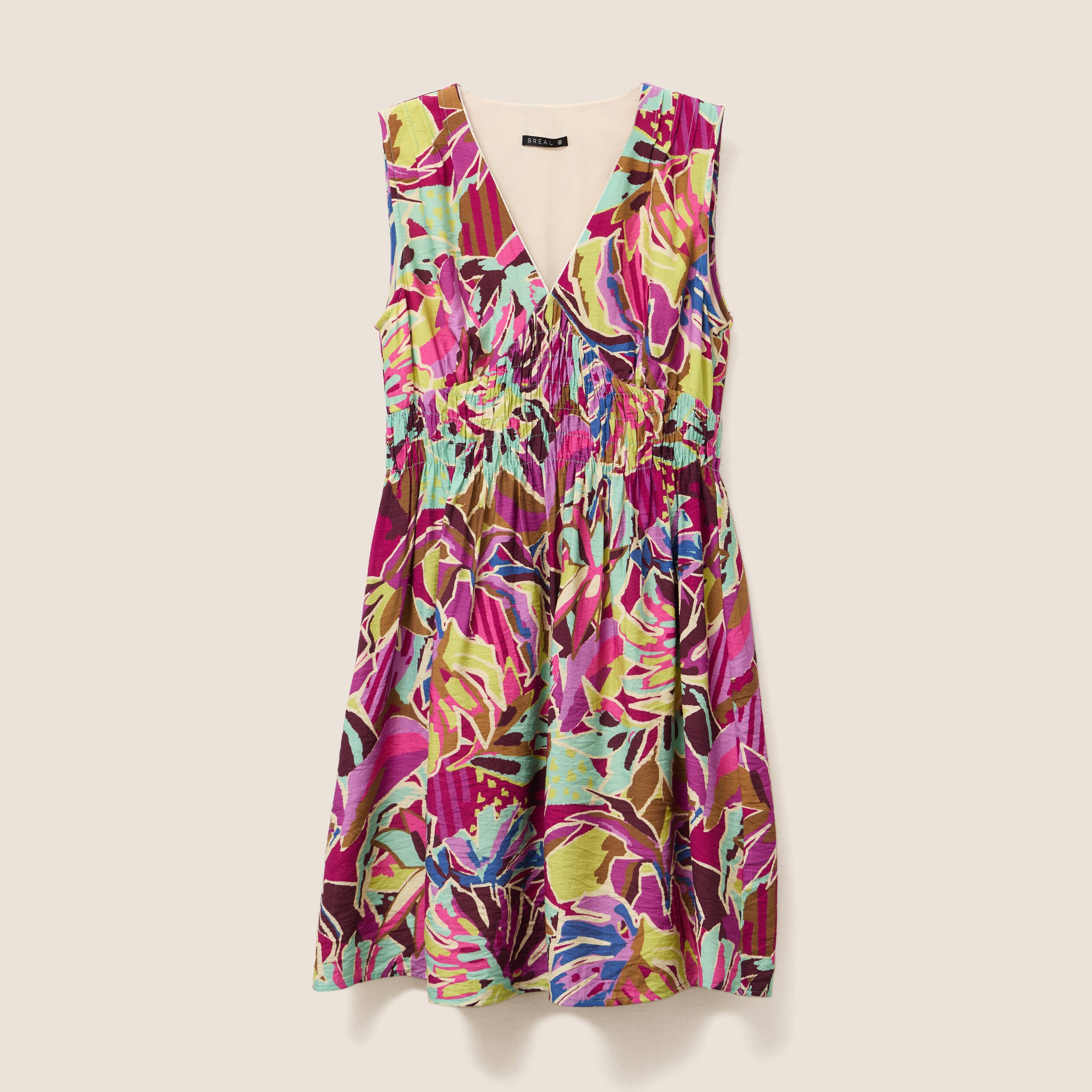 robe evasee courte sans manches doublee mauve femme Robe évasée courte sans manches doublée mauve femme