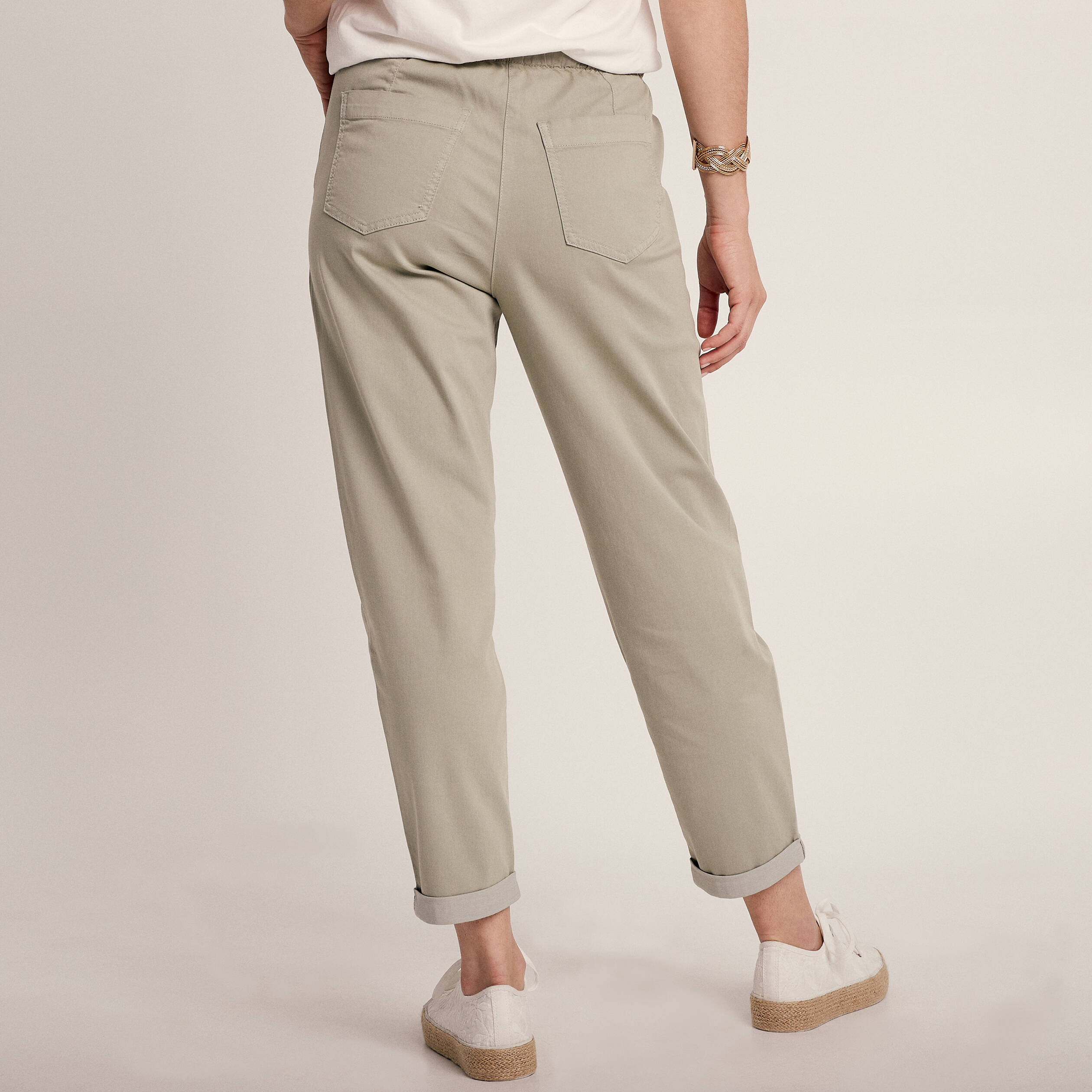 Pantalon coupe mom 7/8&egrave;me vert clair femme