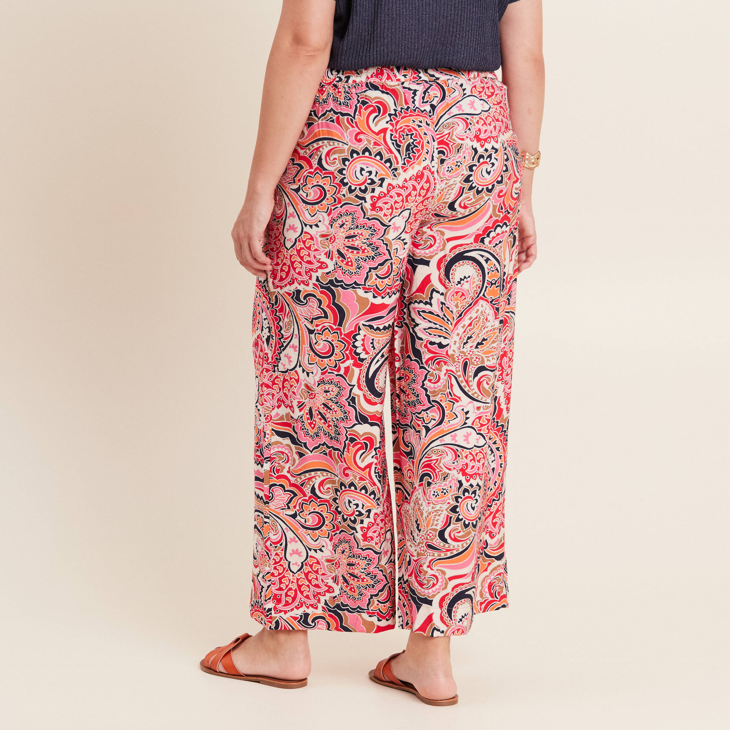 Pantalon fluide 7/8ème multicolore femme