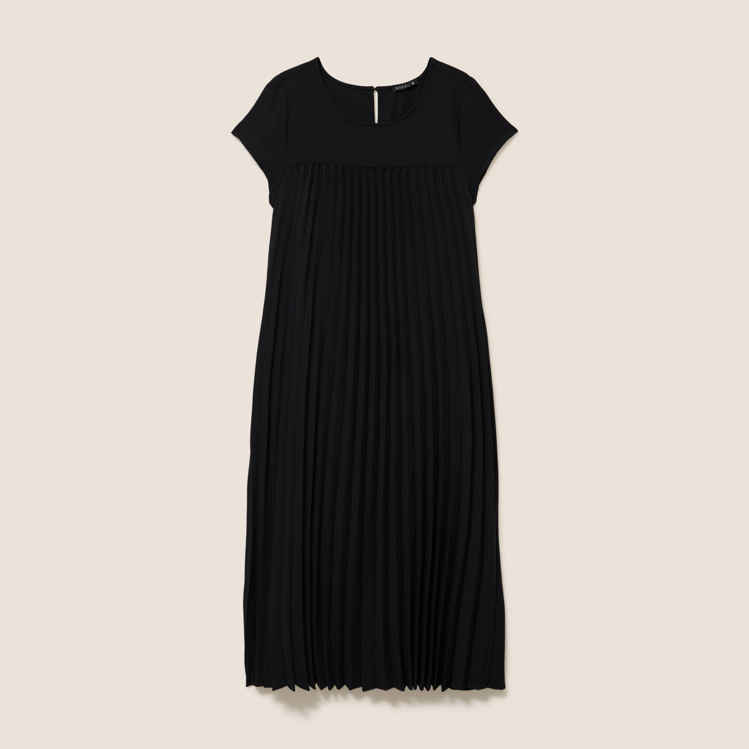 Robe longue &eacute;vas&eacute;e manches courtes noir femme