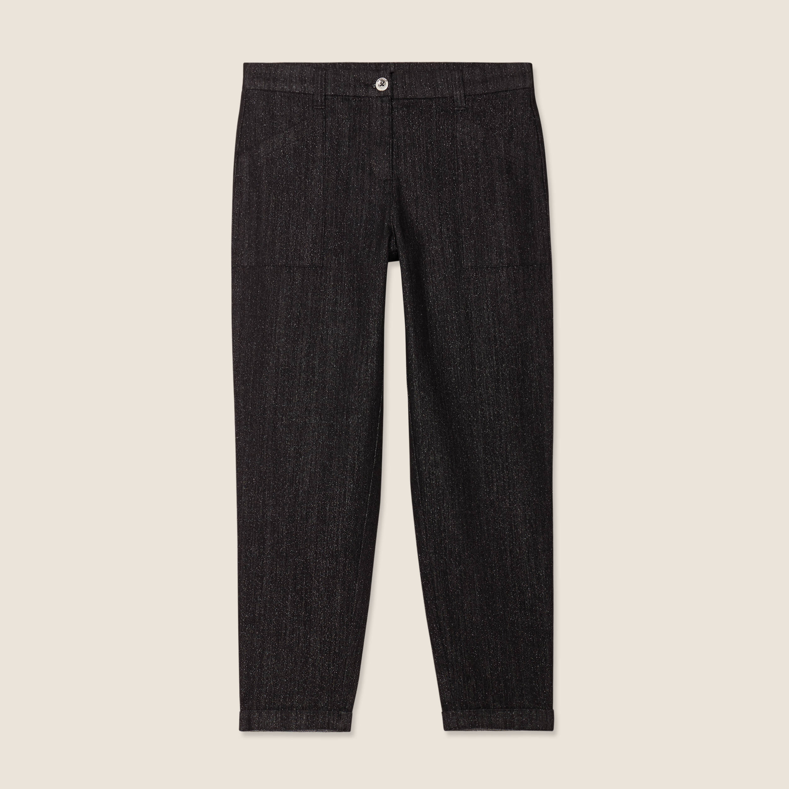 Jean carotte taille basculée noir femme