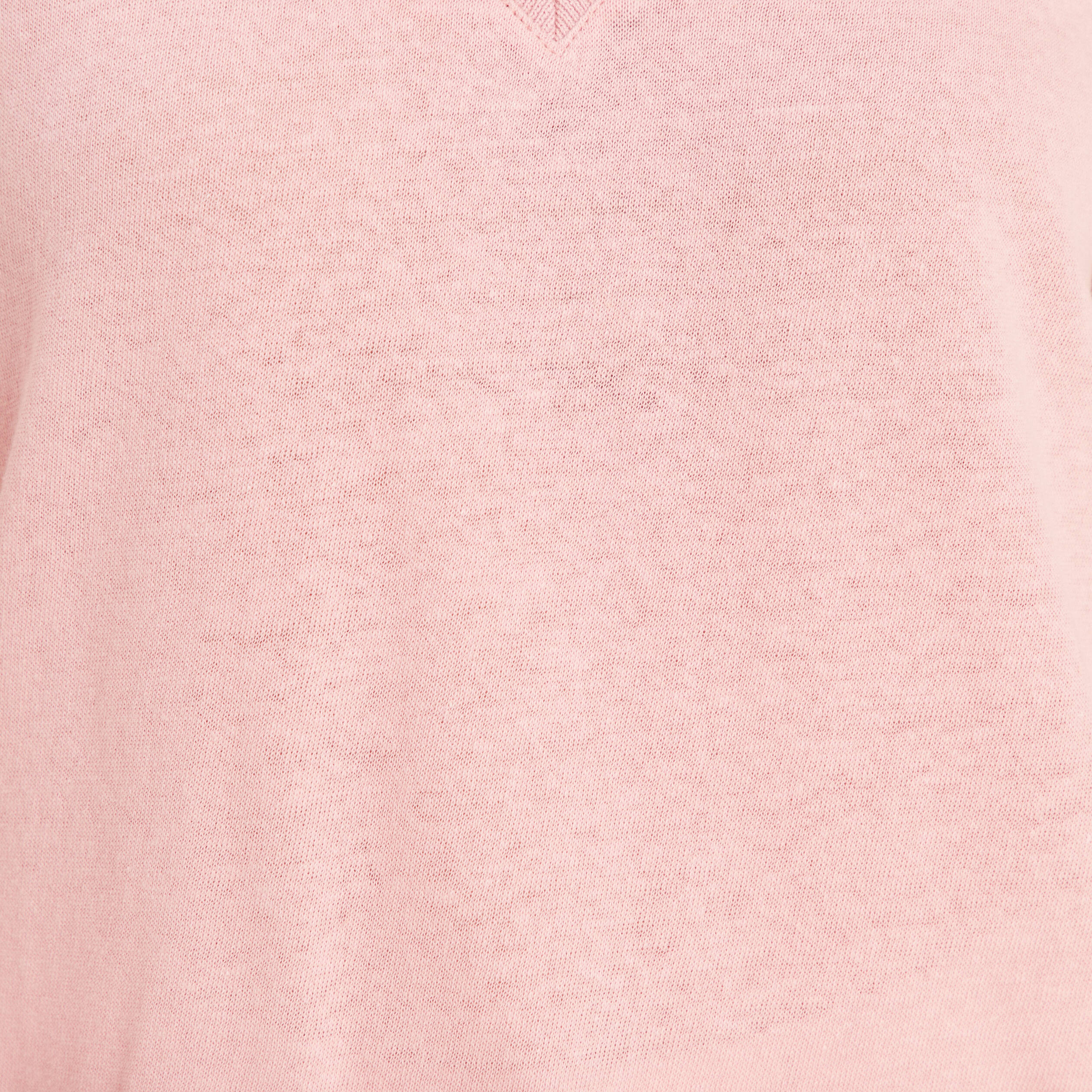 T-shirt manches courtes col en V vieux rose femme
