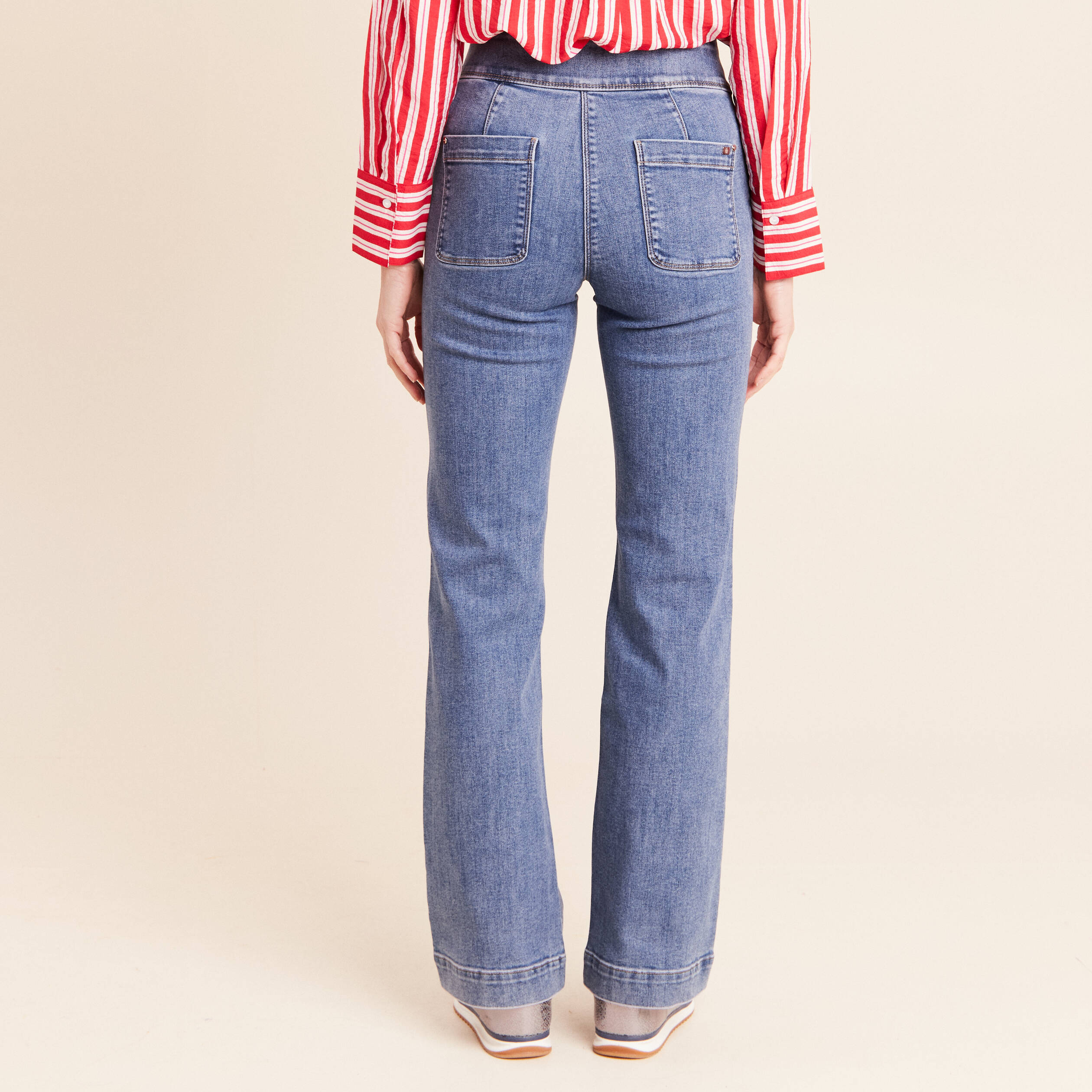 Jean coupe bootcut taille haute denim double stone femme