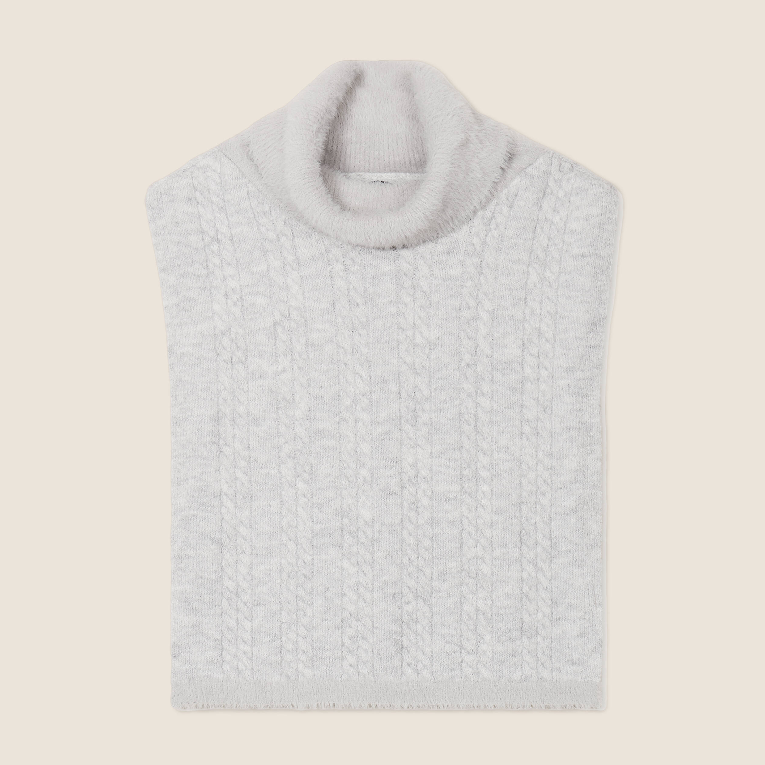 Col roulé à torsades gris clair femme