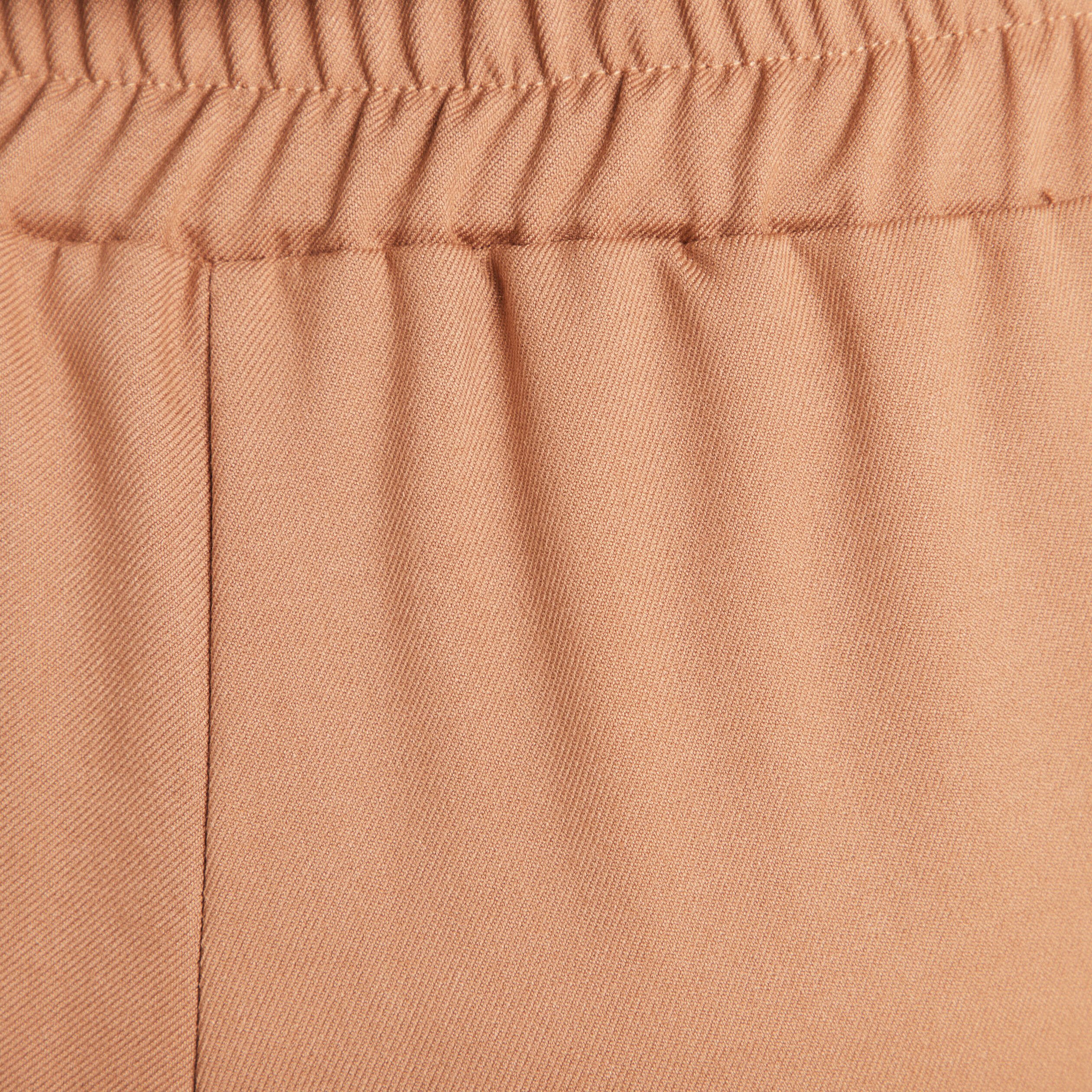Pantalon droit taille haute camel femme