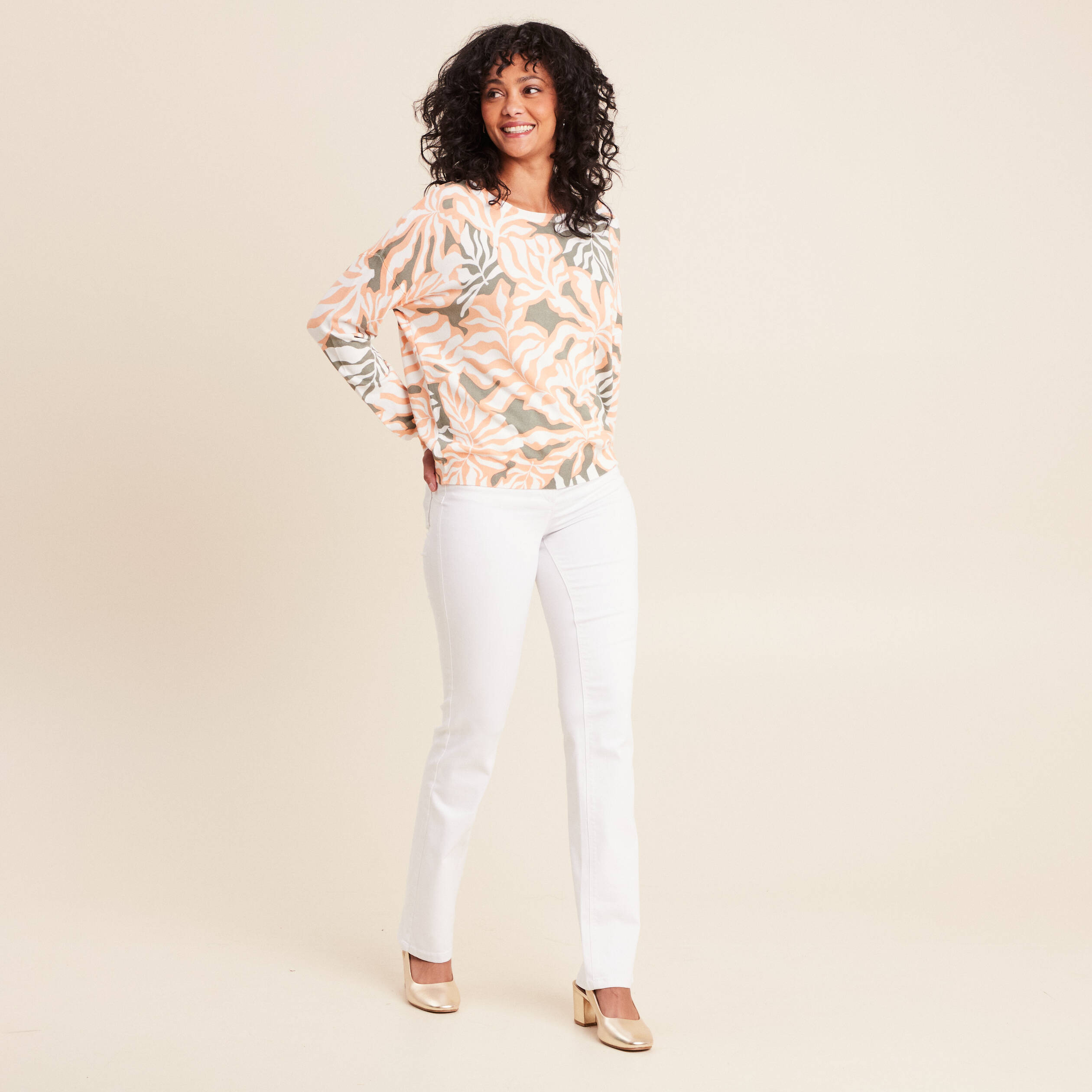Jean coupe droite taille haute blanc femme