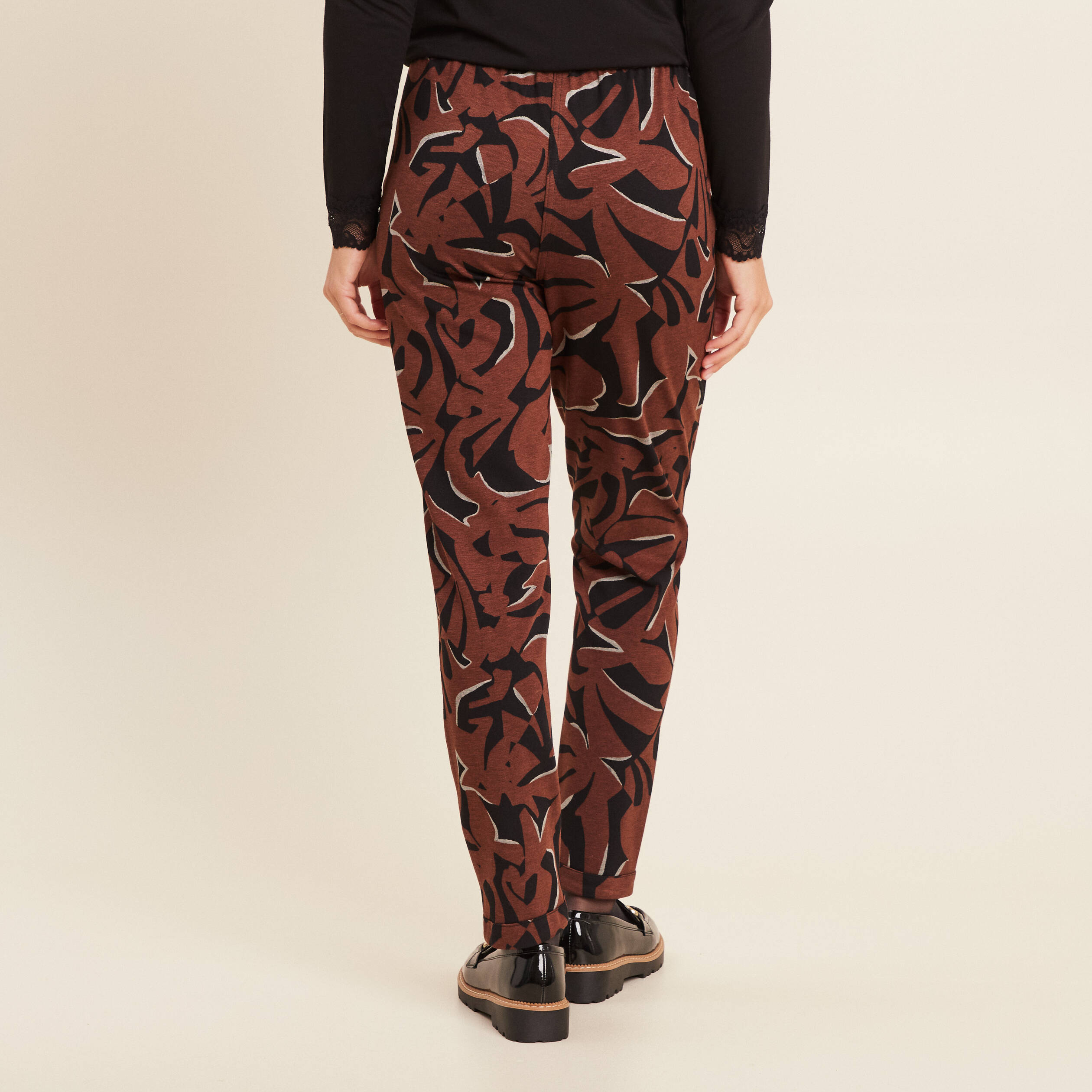 Pantalon jogging réversible marron femme
