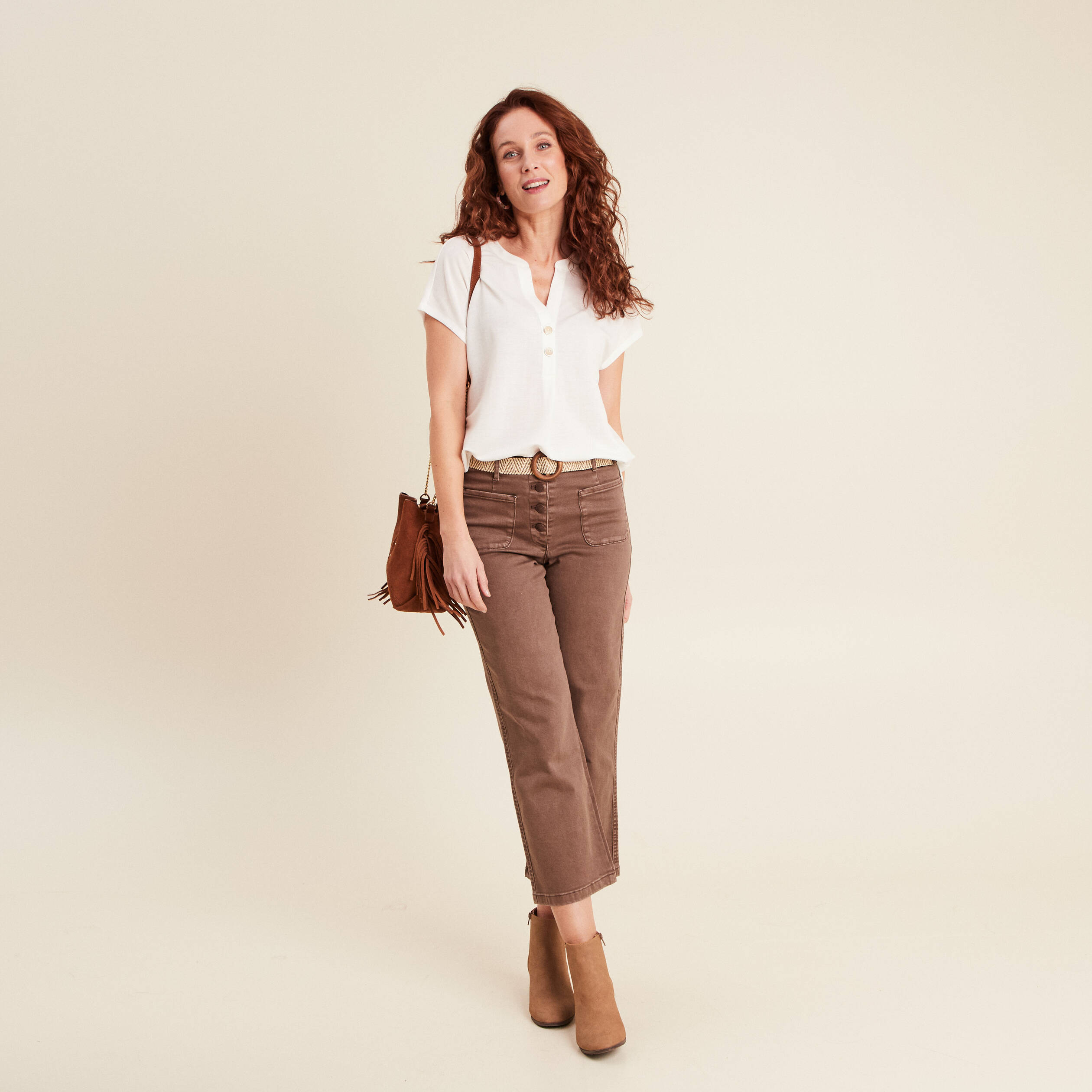 T-shirt manches courtes ecru femme