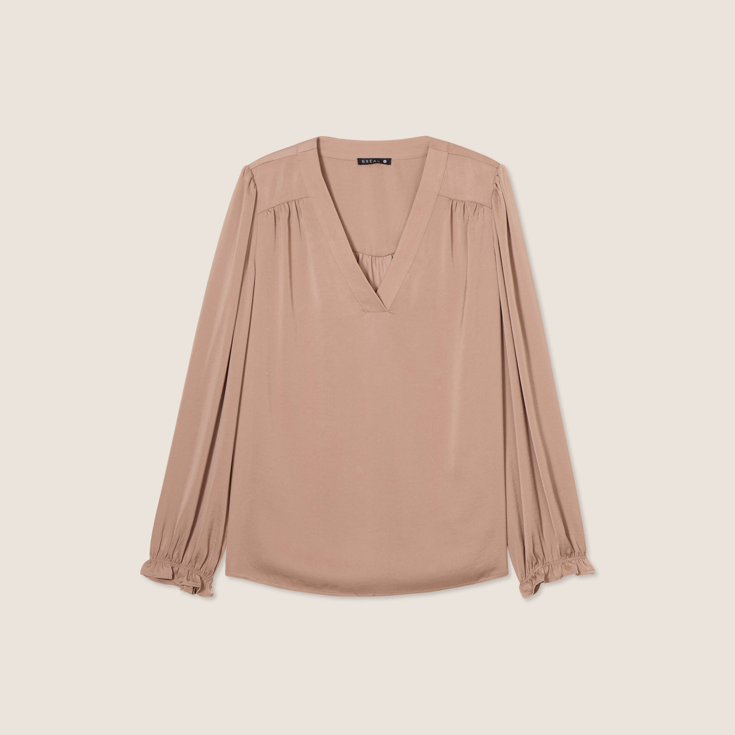 blouse manches longues satin sable femme Blouse manches longues satin sable femme