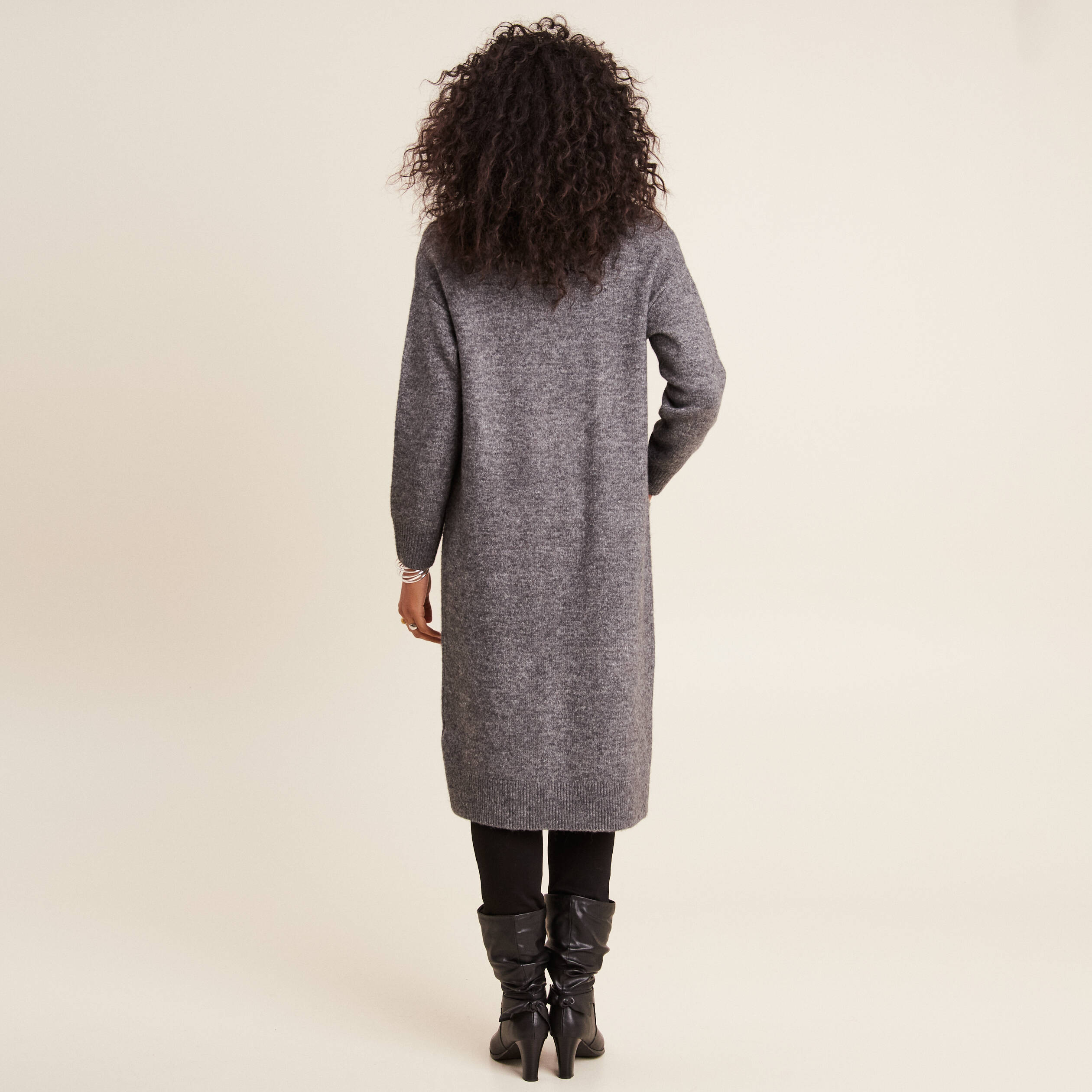 gilet long manches longues gris fonce femme Gilet long manches longues gris foncé femme