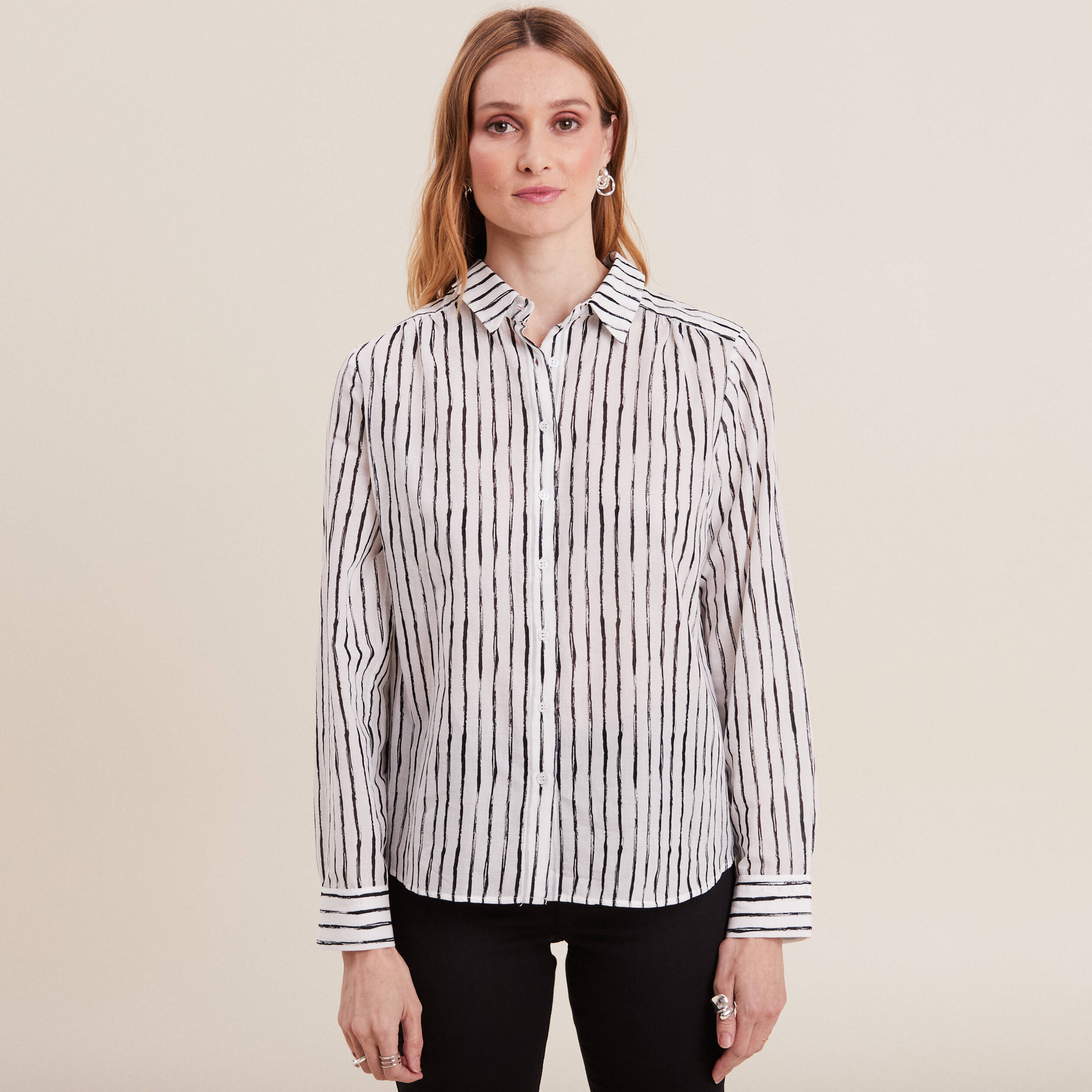 Chemise manches longues blanc femme