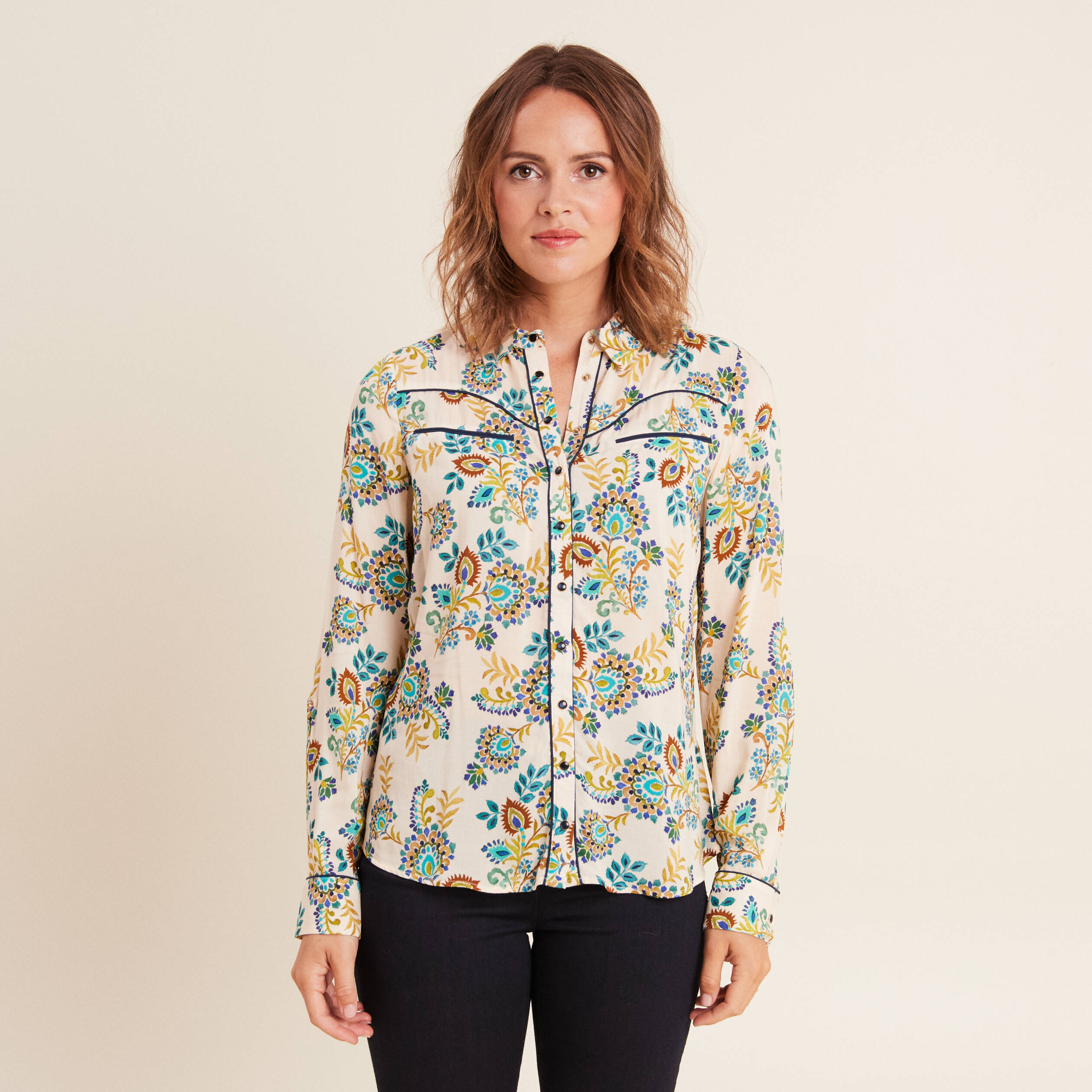 Chemise manches longues blanc femme