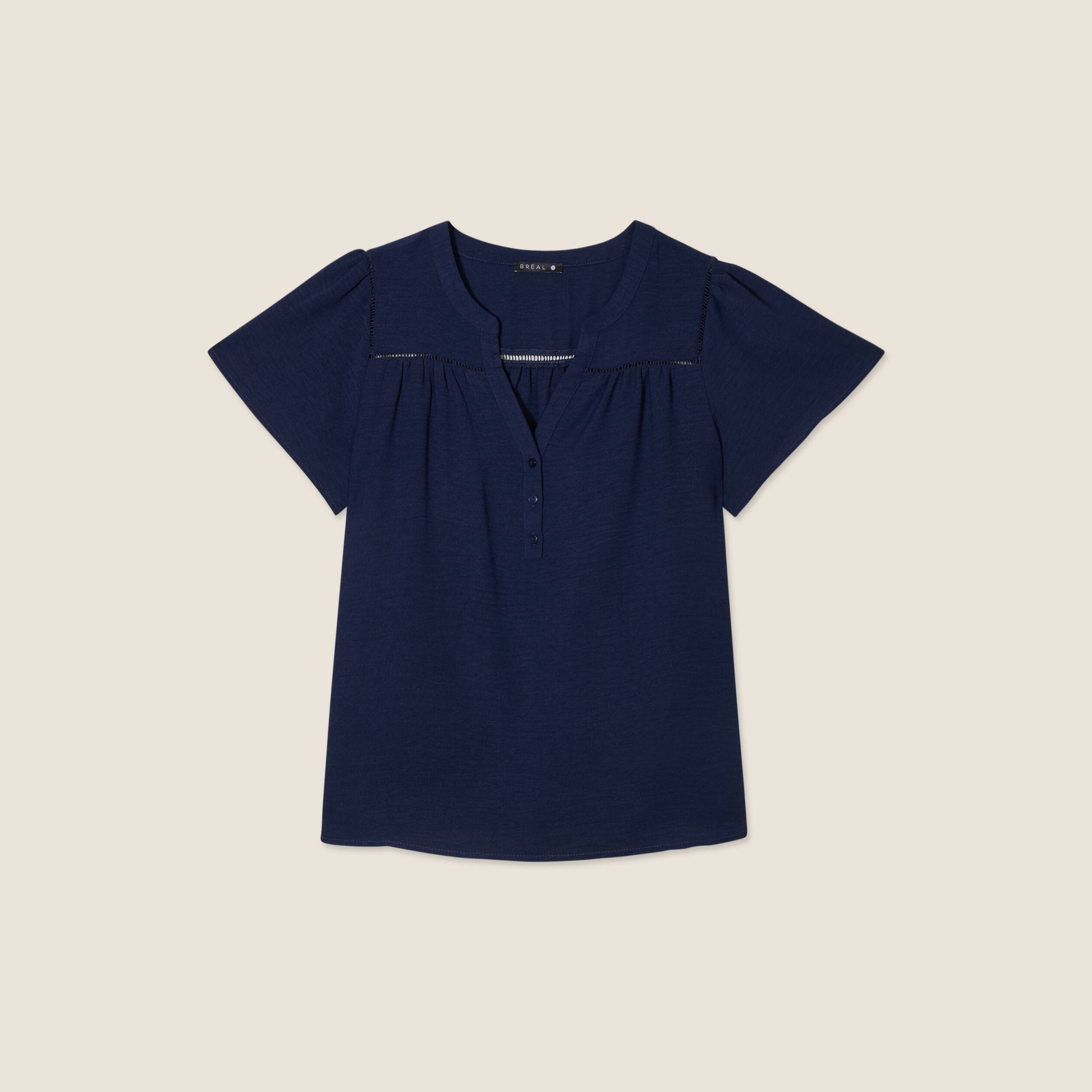 Blouse manches courtes bleu marine femme