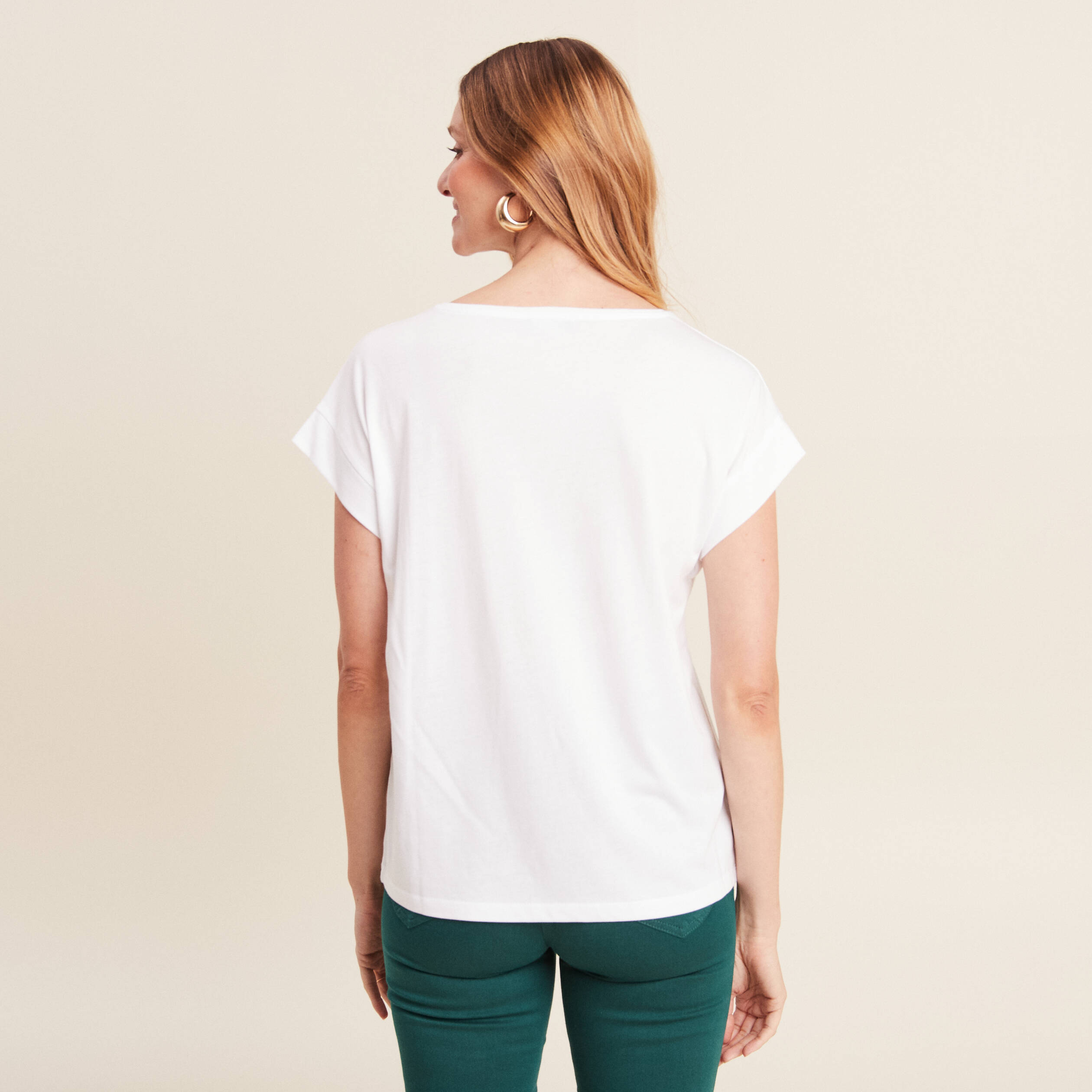 t shirt manches courtes clous blanc femme T-shirt manches courtes clous blanc femme