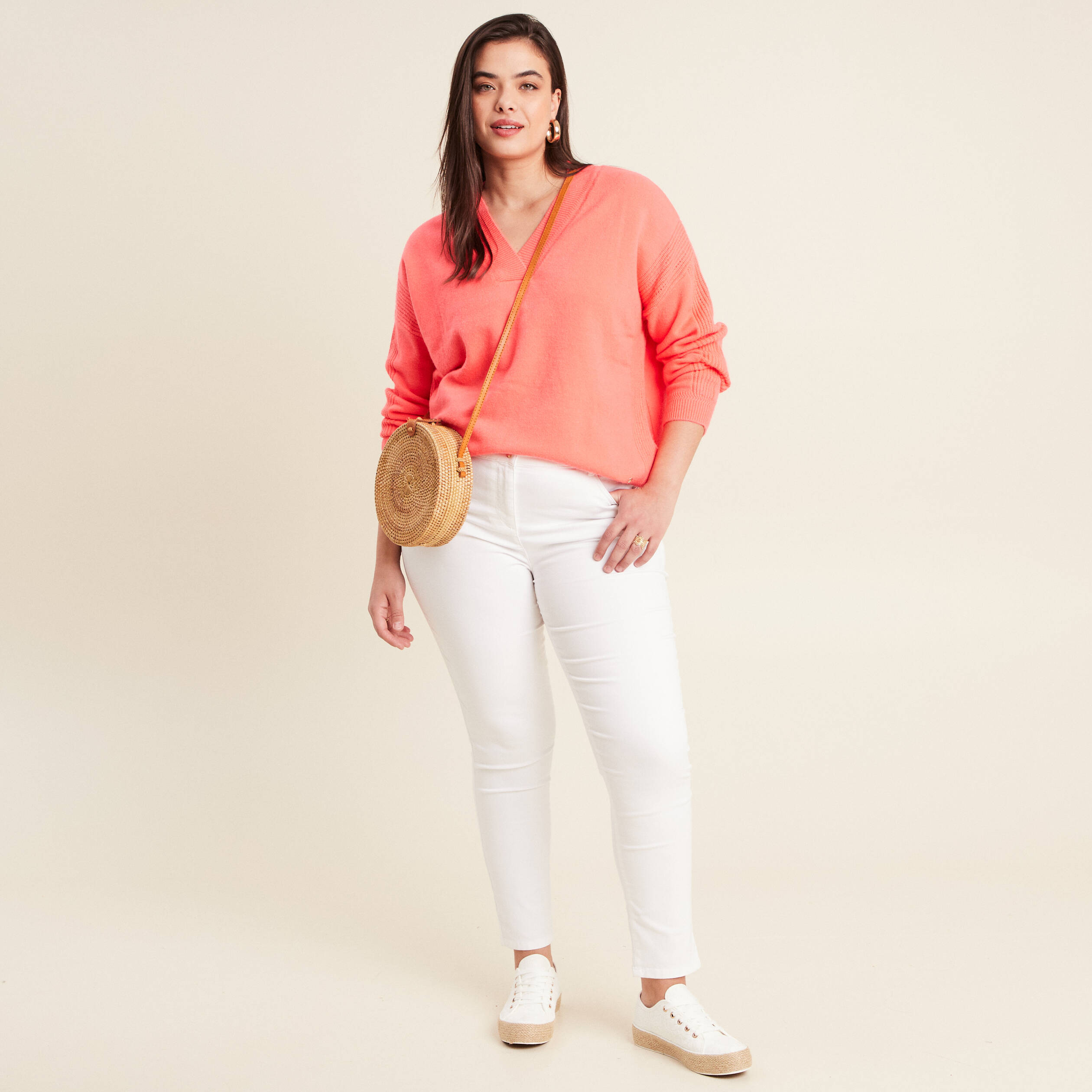 pull manches longues rose vif femme Pull manches longues rose vif femme