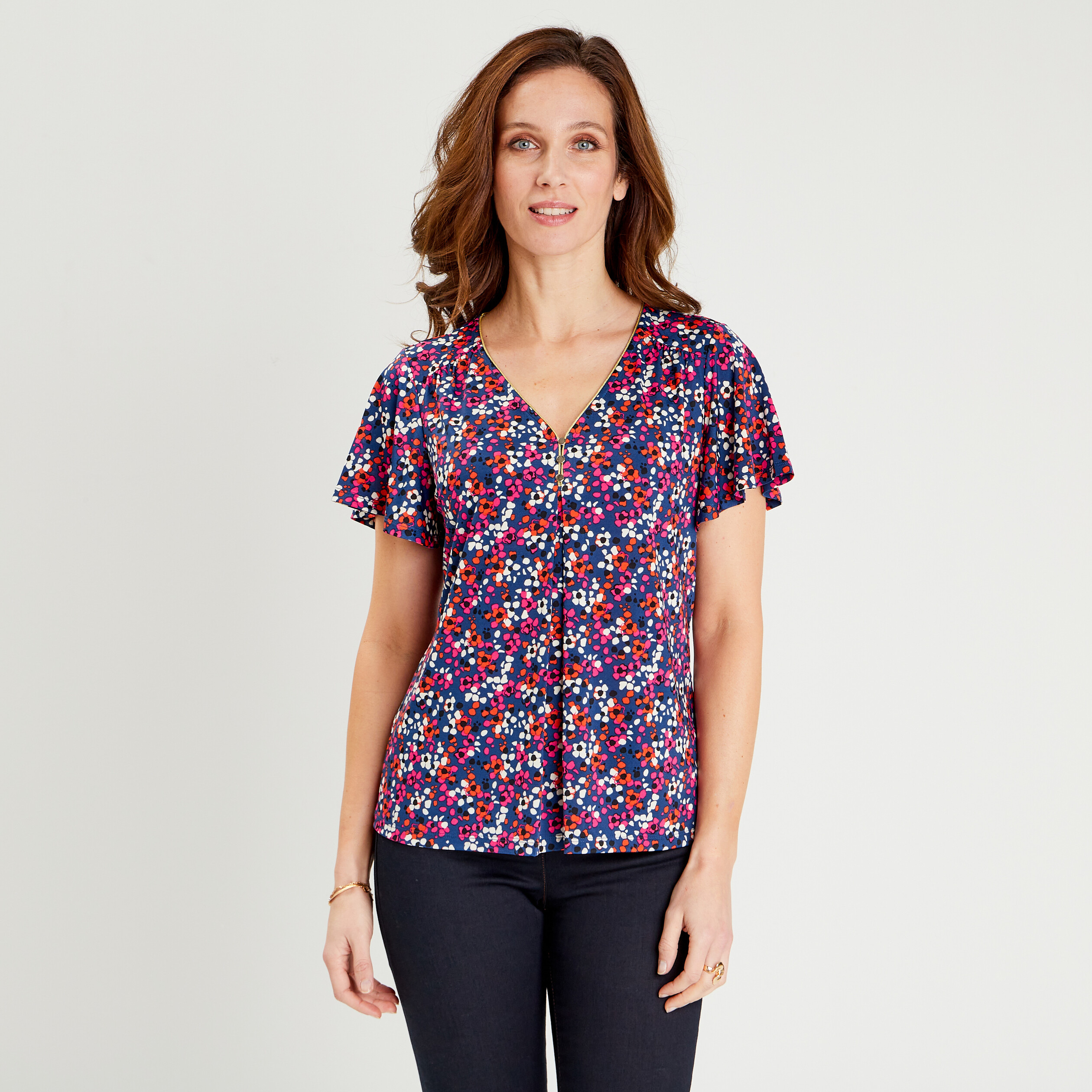 T-shirt manches courtes bleu foncé femme