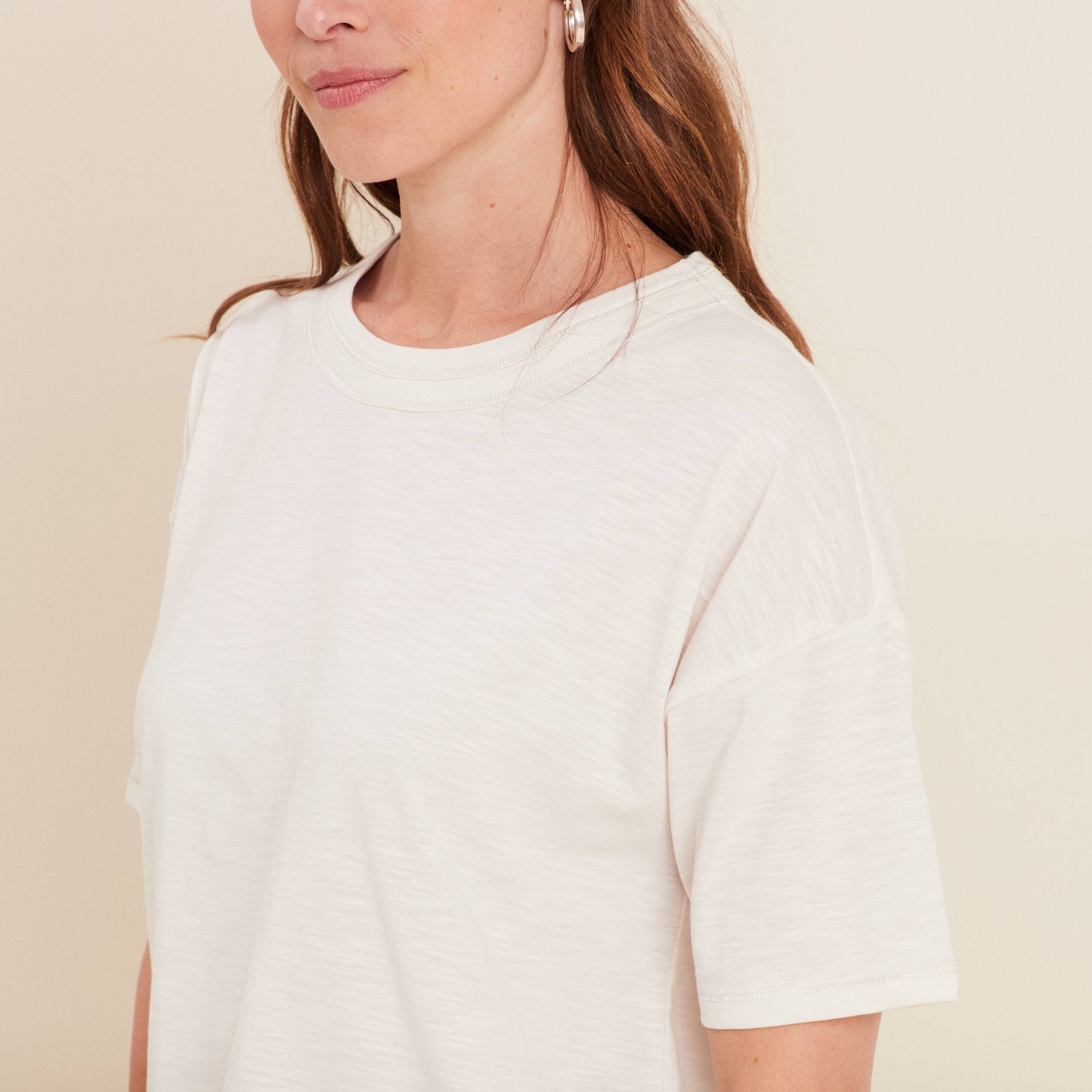 T-shirt manches courtes ecru femme
