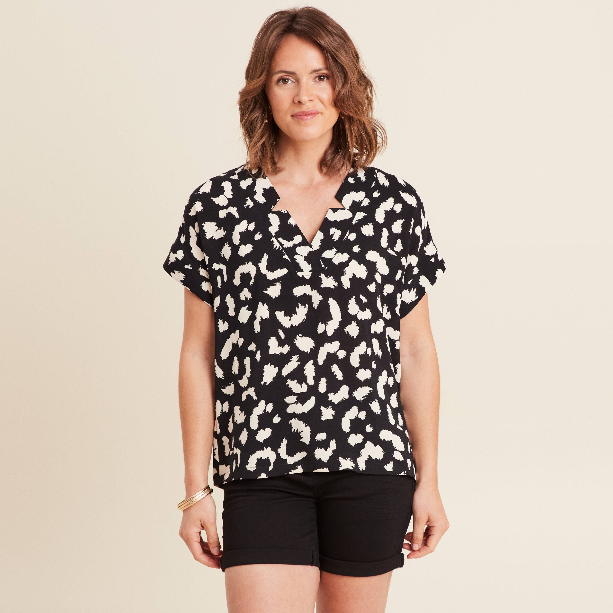 blouse fluide manches courtes noir femme Blouse fluide manches courtes noir femme