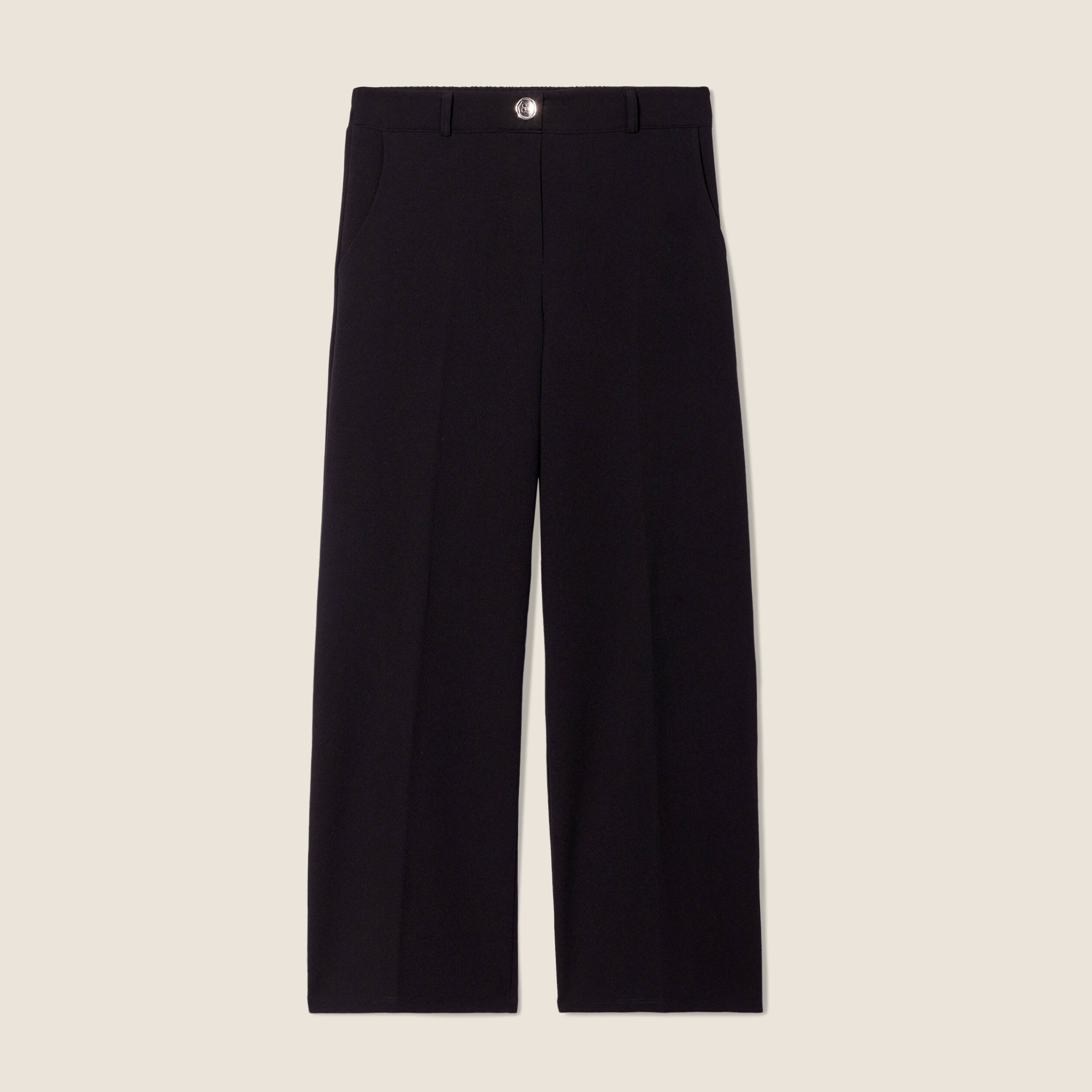 Pantalon coupe large &agrave; pinces noir femme