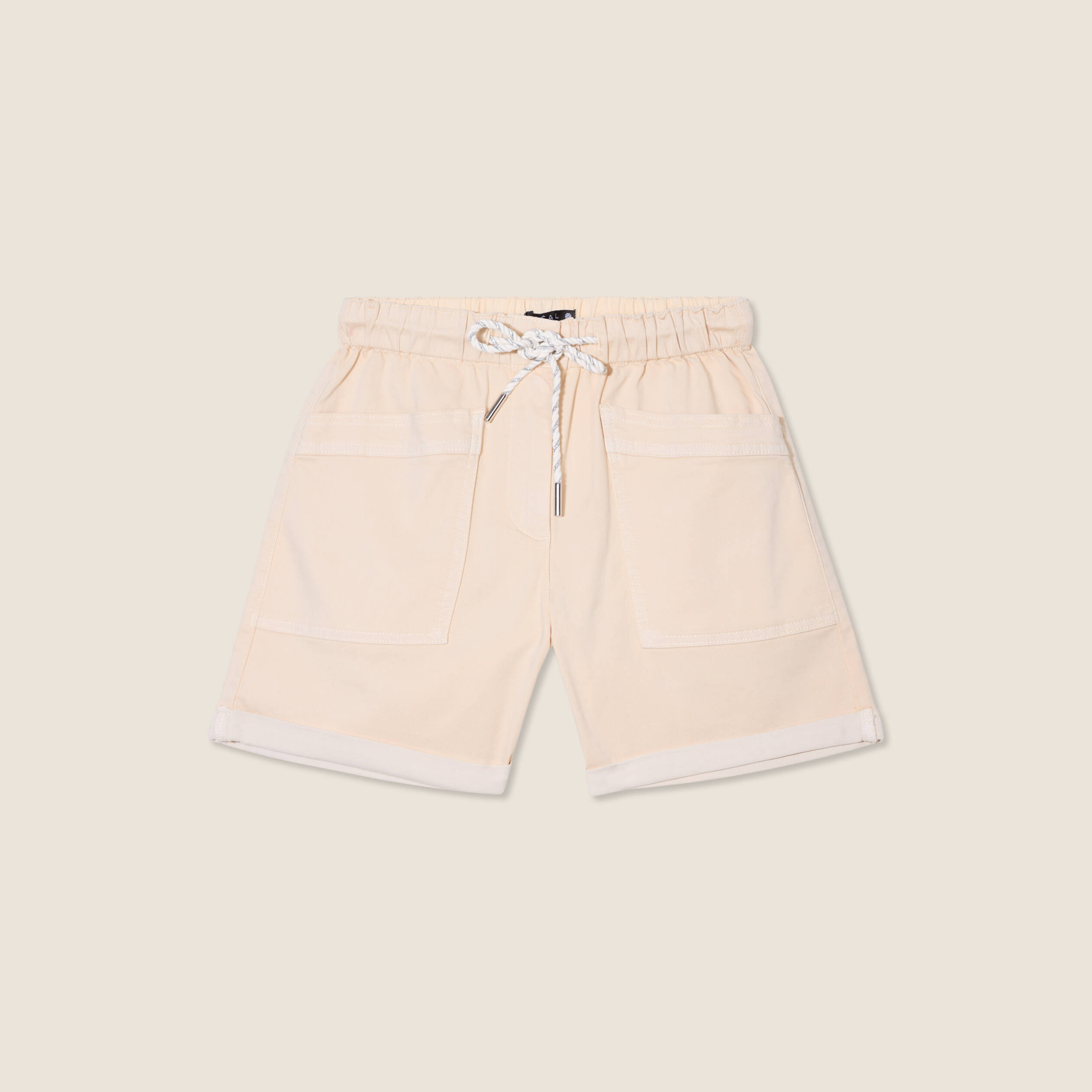 short droit taille elastiquee ivoire femme Short droit taille élastiquée ivoire femme