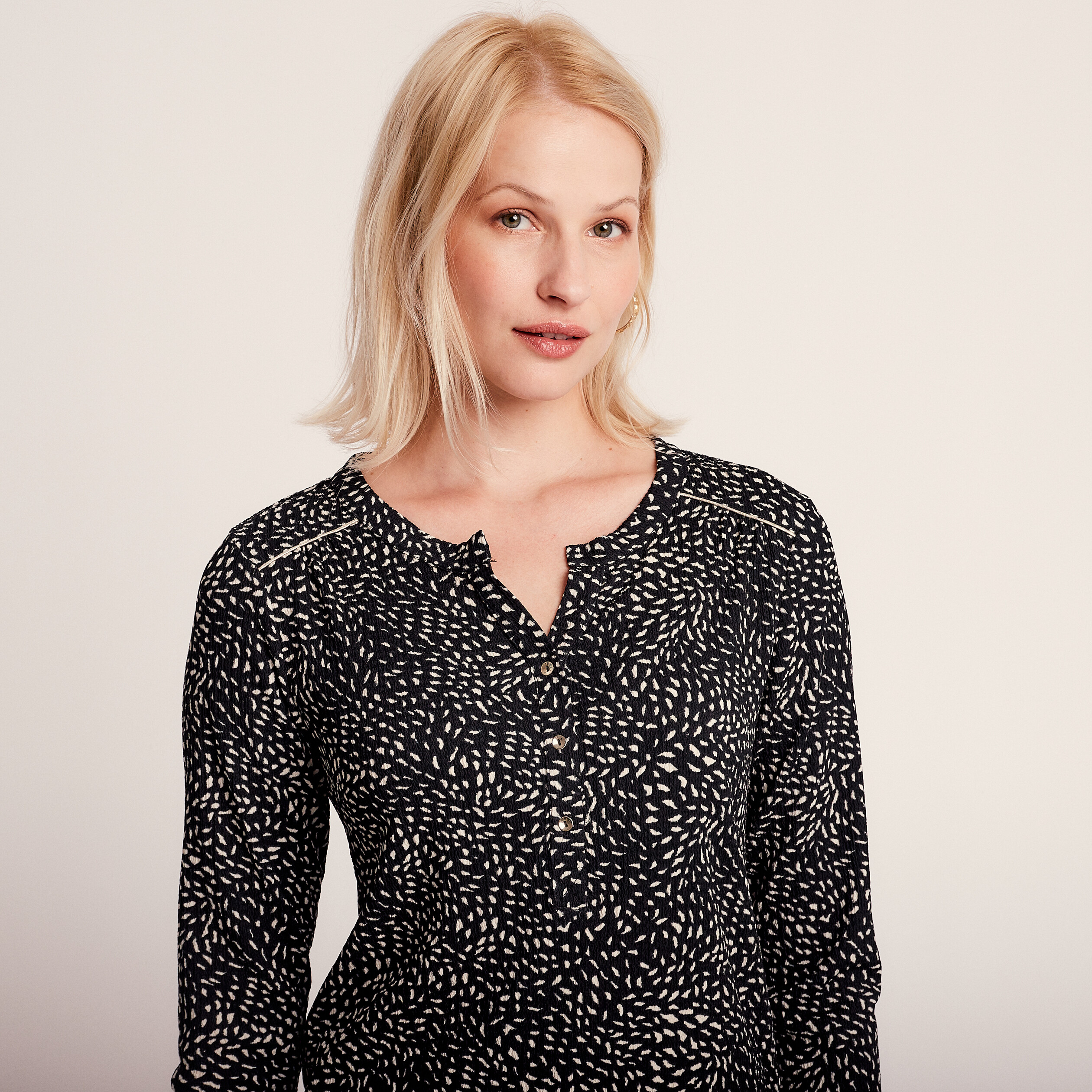 T-shirt manches 3/4 noir femme