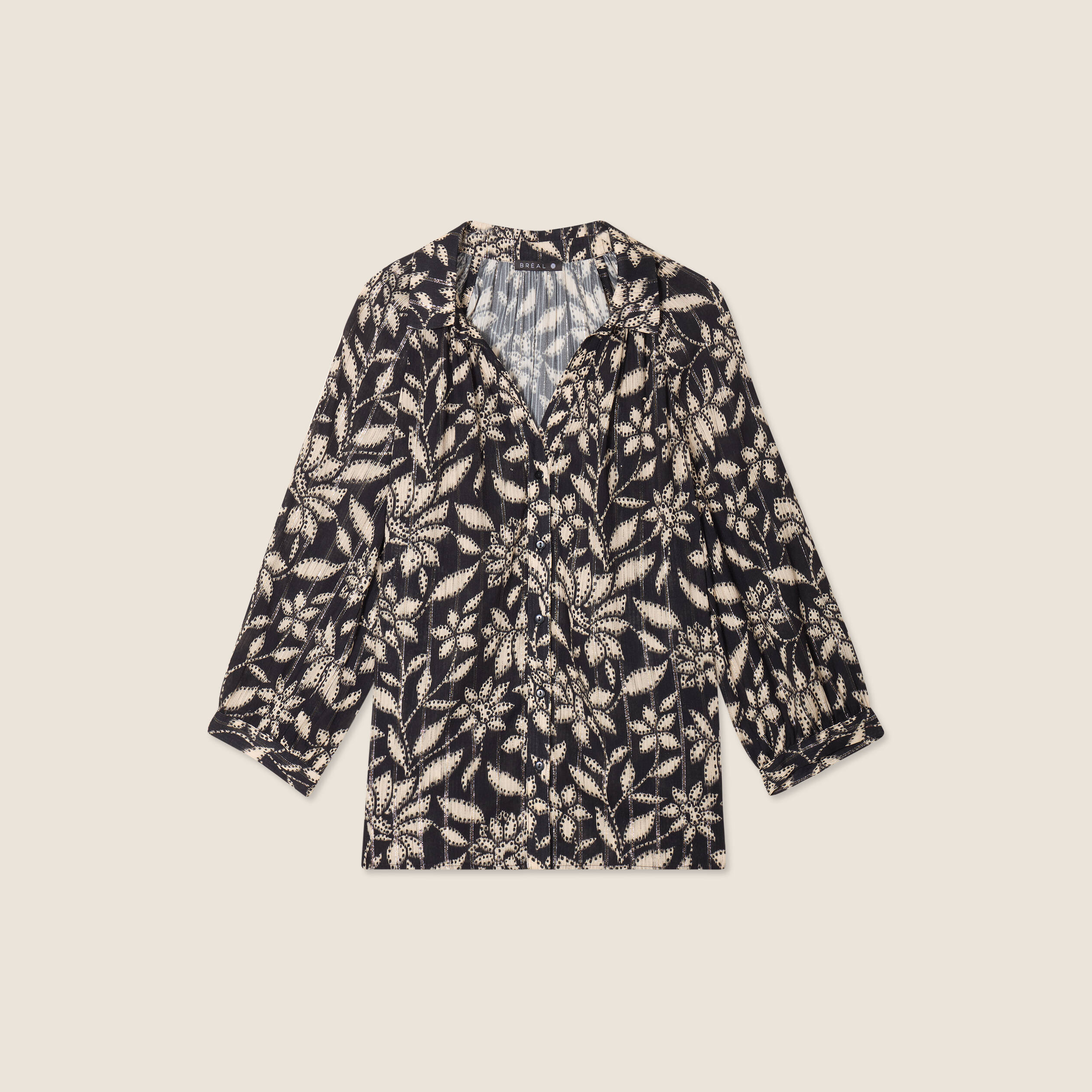 Chemise manches 3/4 noir femme