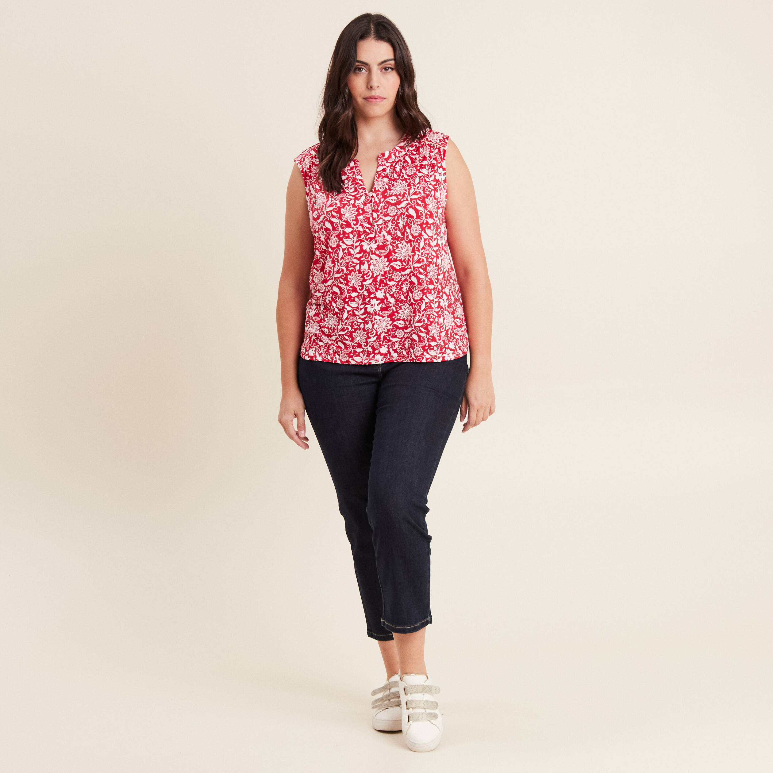 Débardeur sans manches rouge femme