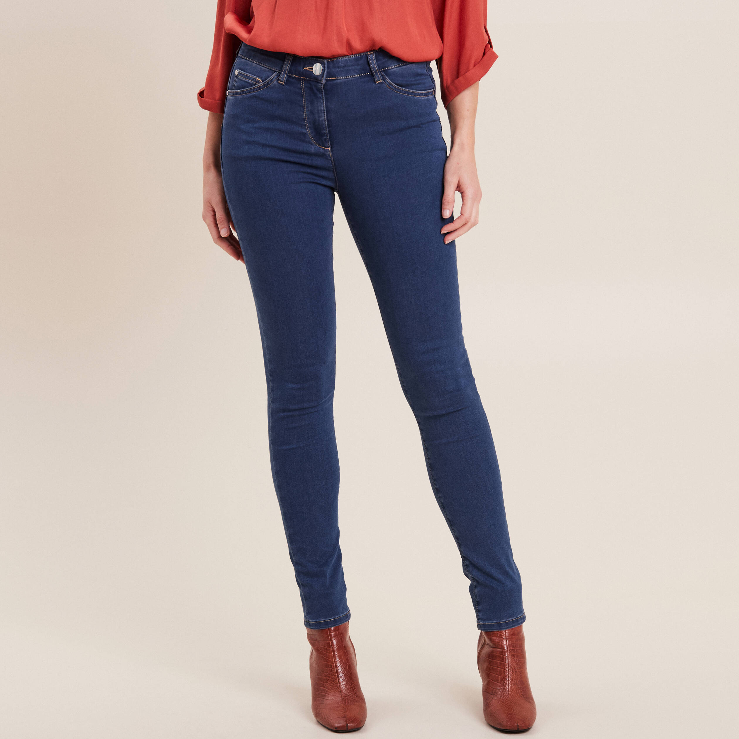 Pantalon léger taille standard long denim double stone femme