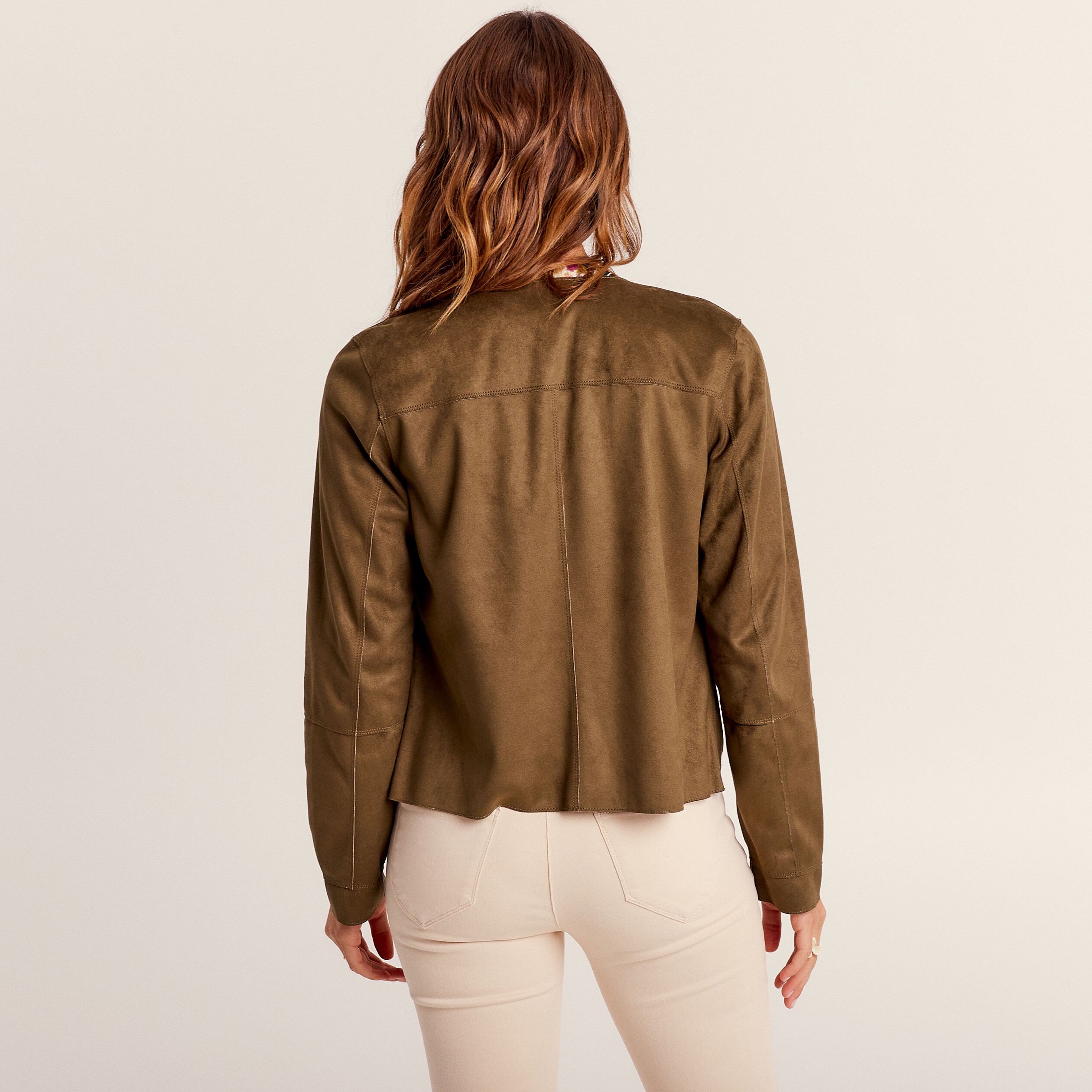 Veste suedine store beige femme
