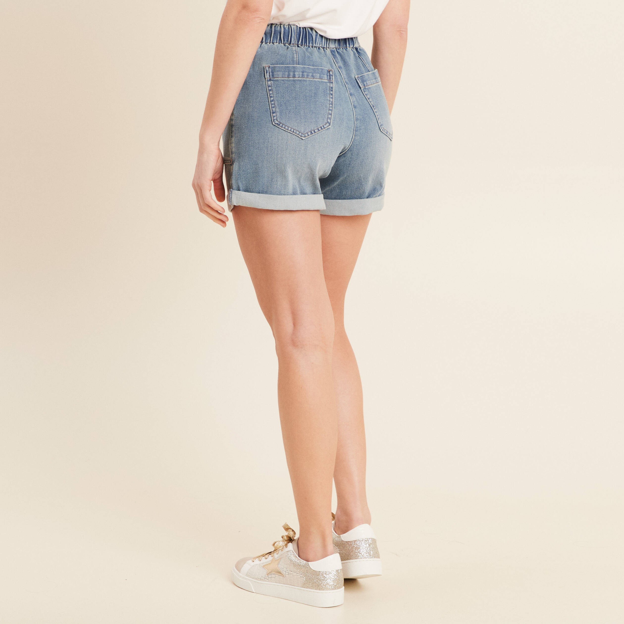 short relax en jean denim double stone femme Short relax en jean denim double stone femme