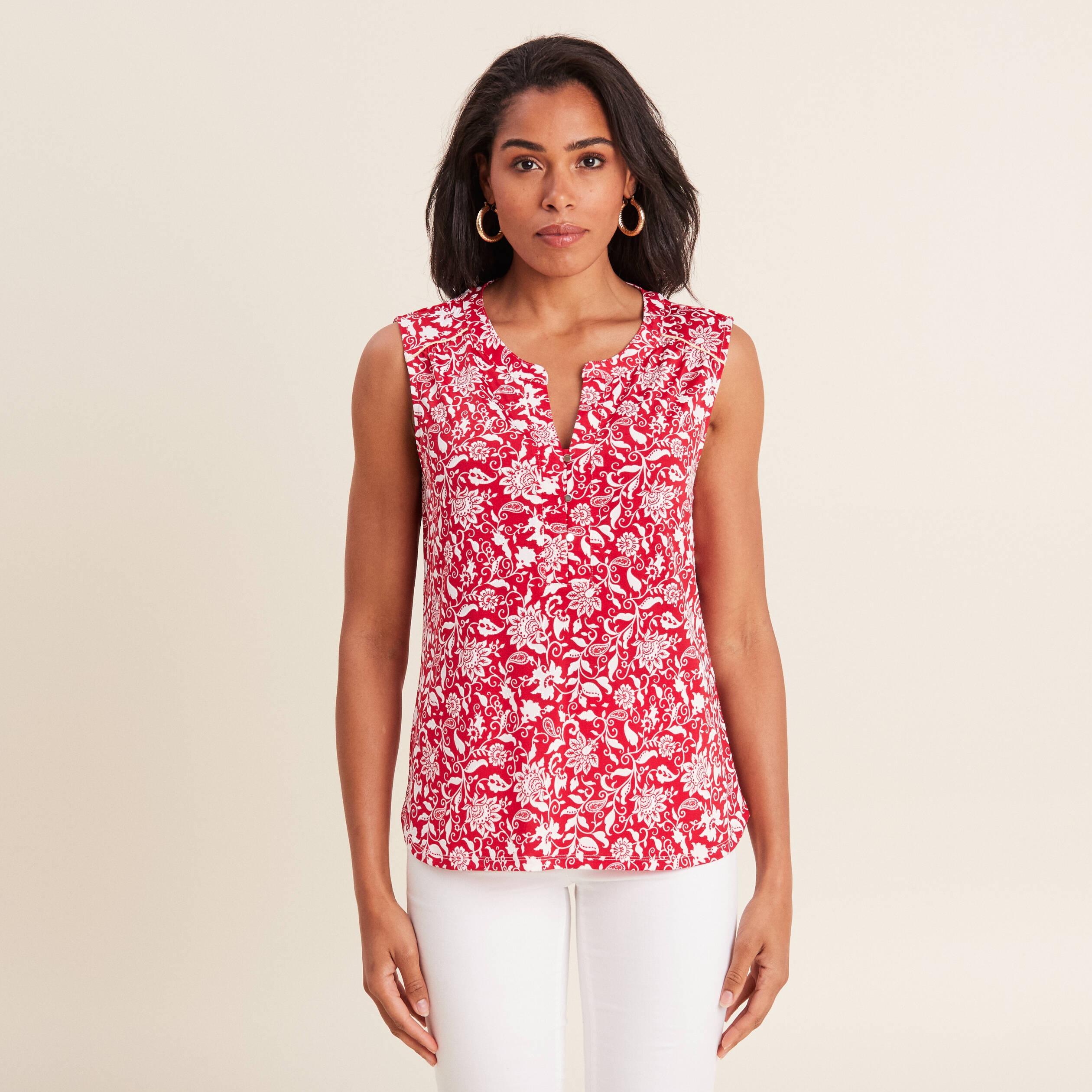 Débardeur sans manches rouge femme