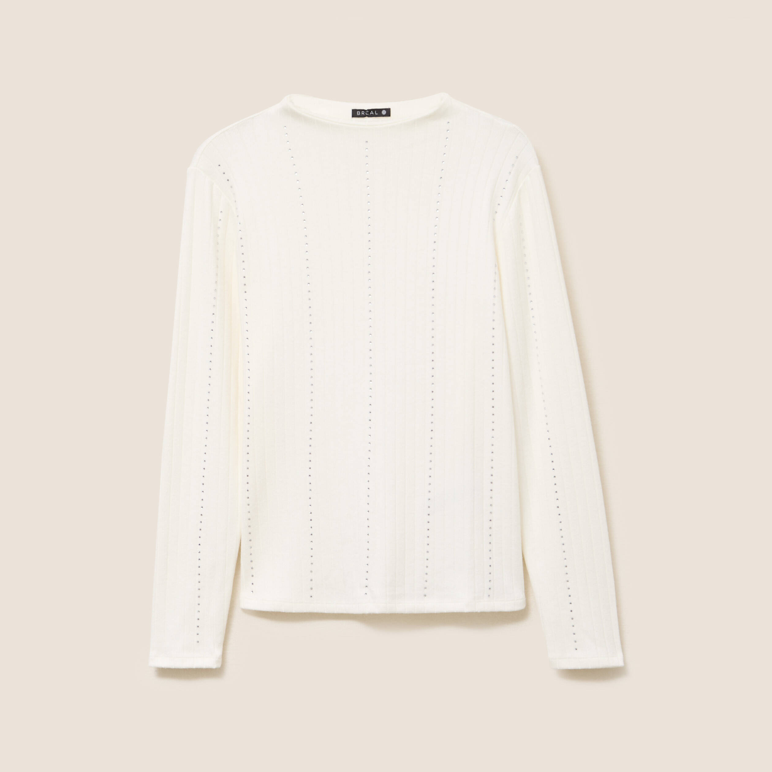 T-shirt manches longues col montant blanc femme