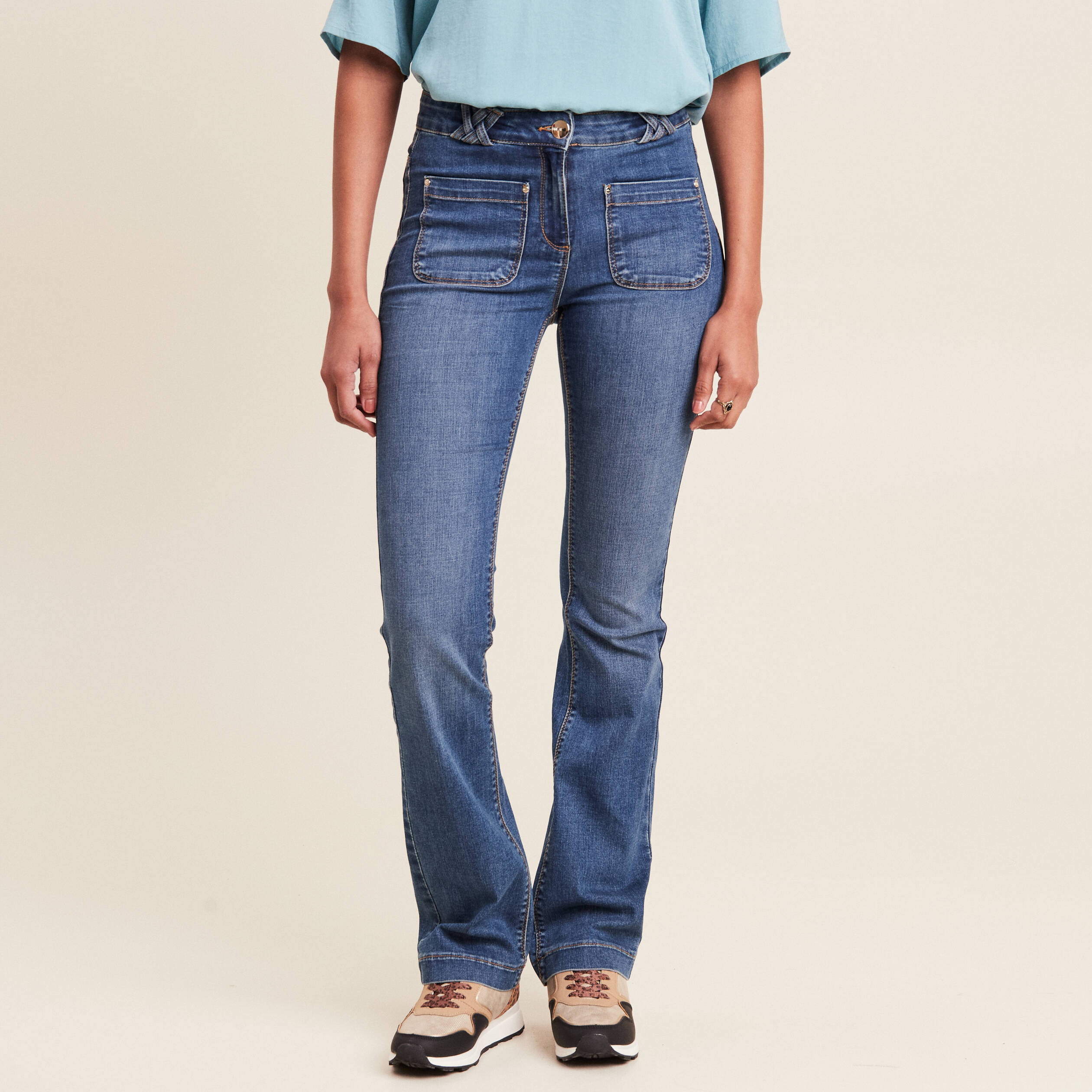 jean bootcut taille standard denim stone femme Jean bootcut taille standard denim stone femme