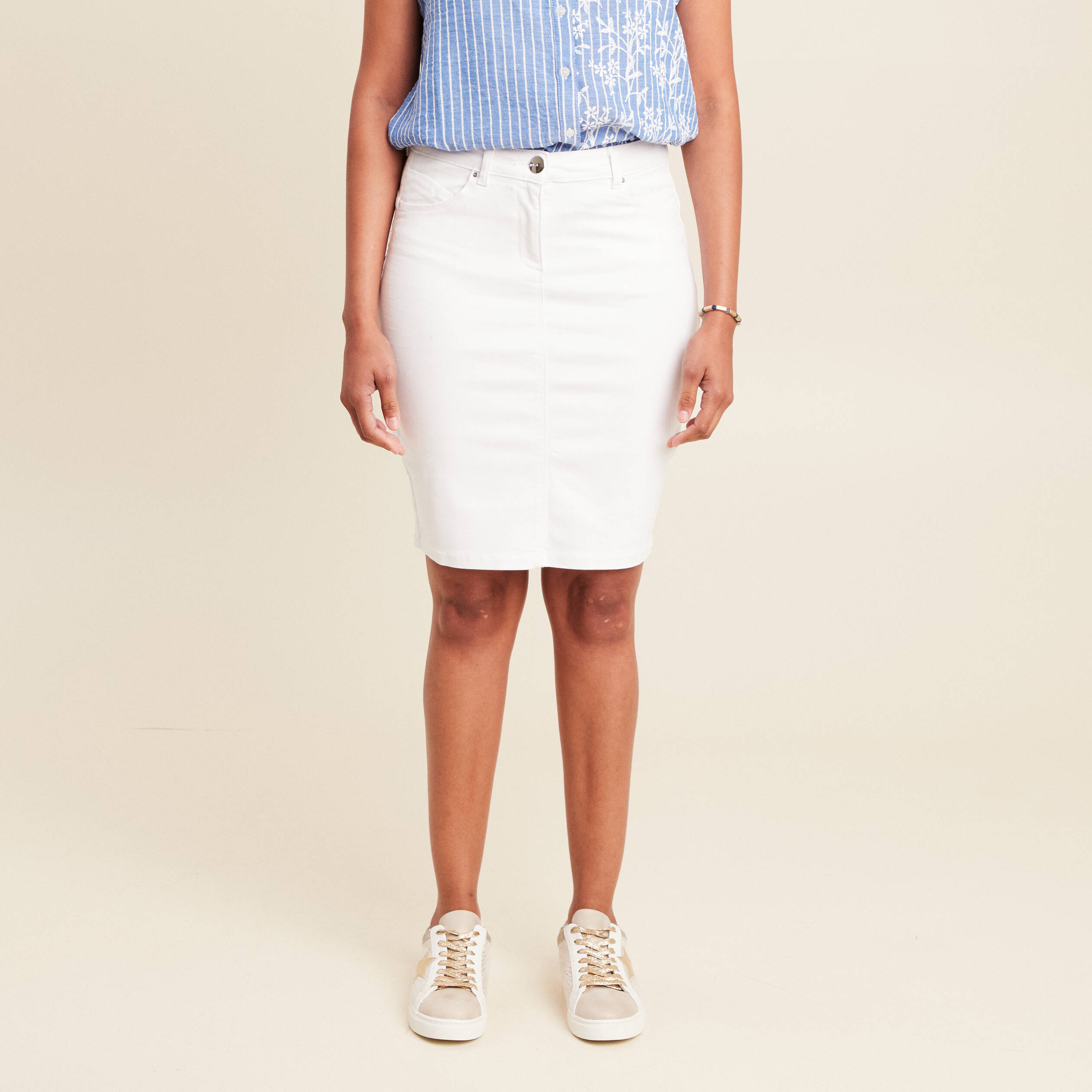 jupe droite blanc femme Jupe droite blanc femme